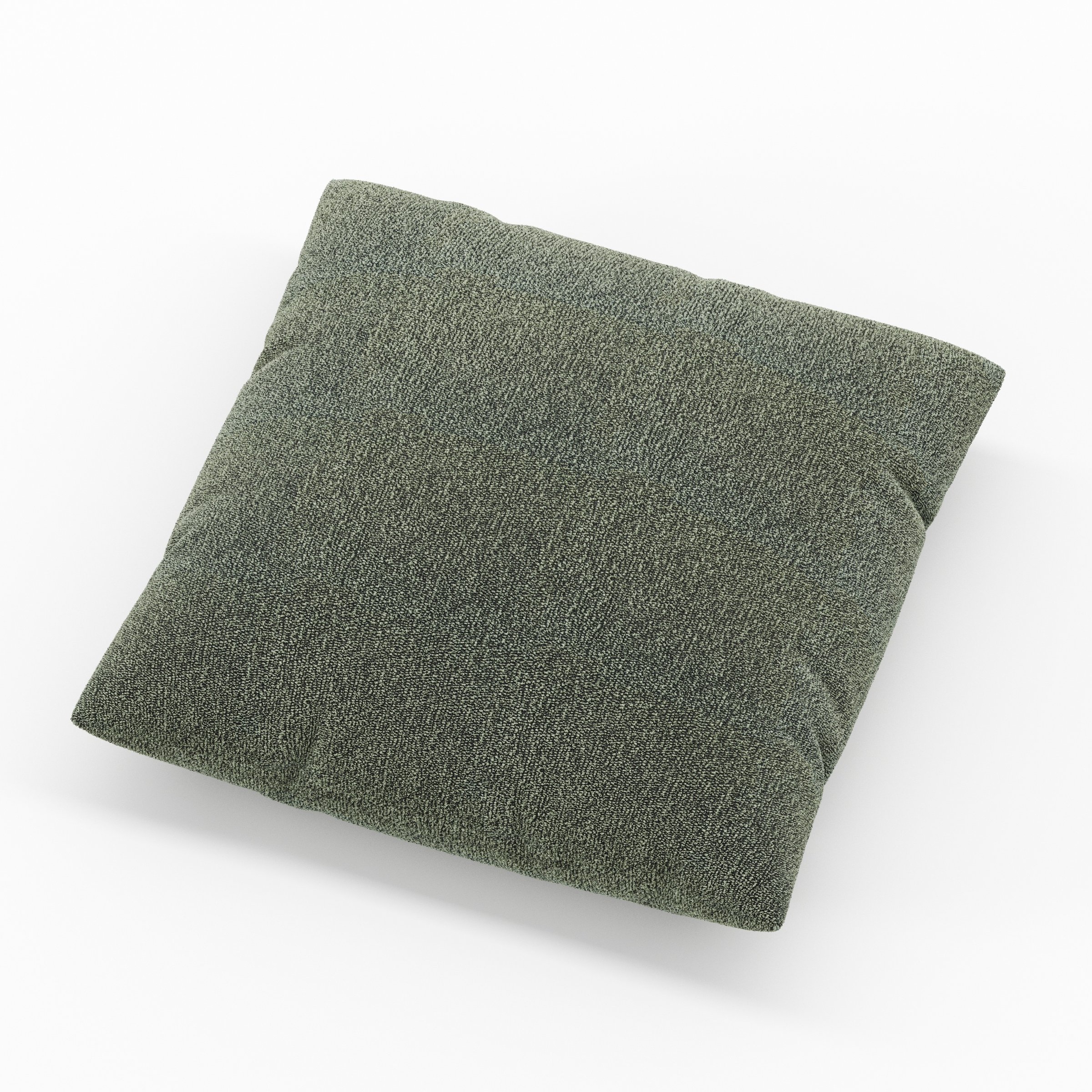 Block cushion in Kilda Boucle Moss, square simple cushion in textured moss grey boucle with soft structure, size 40cm x 40cm