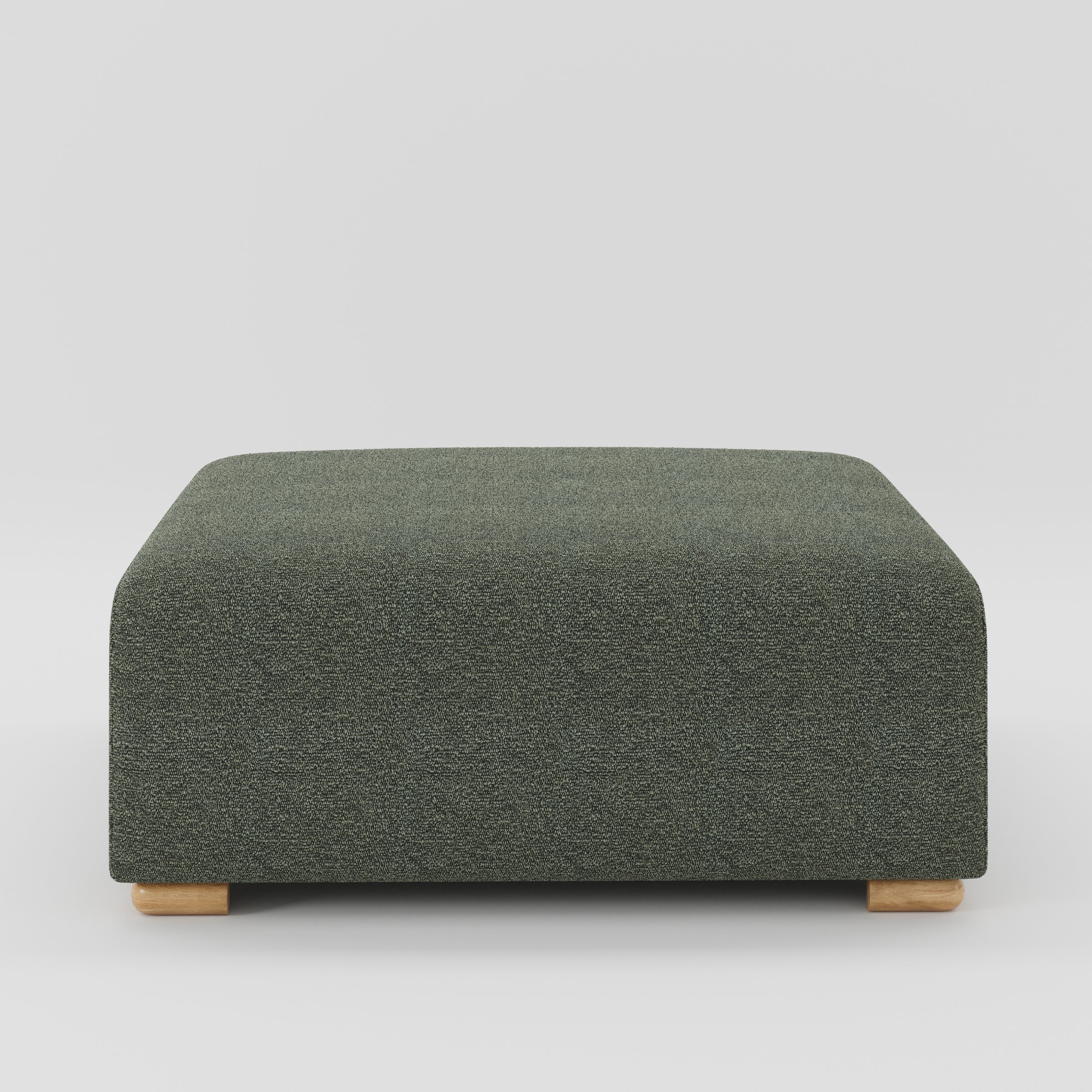 Tay footstool in Kilda Boucle Moss shown front-on against a neutral studio backdrop.