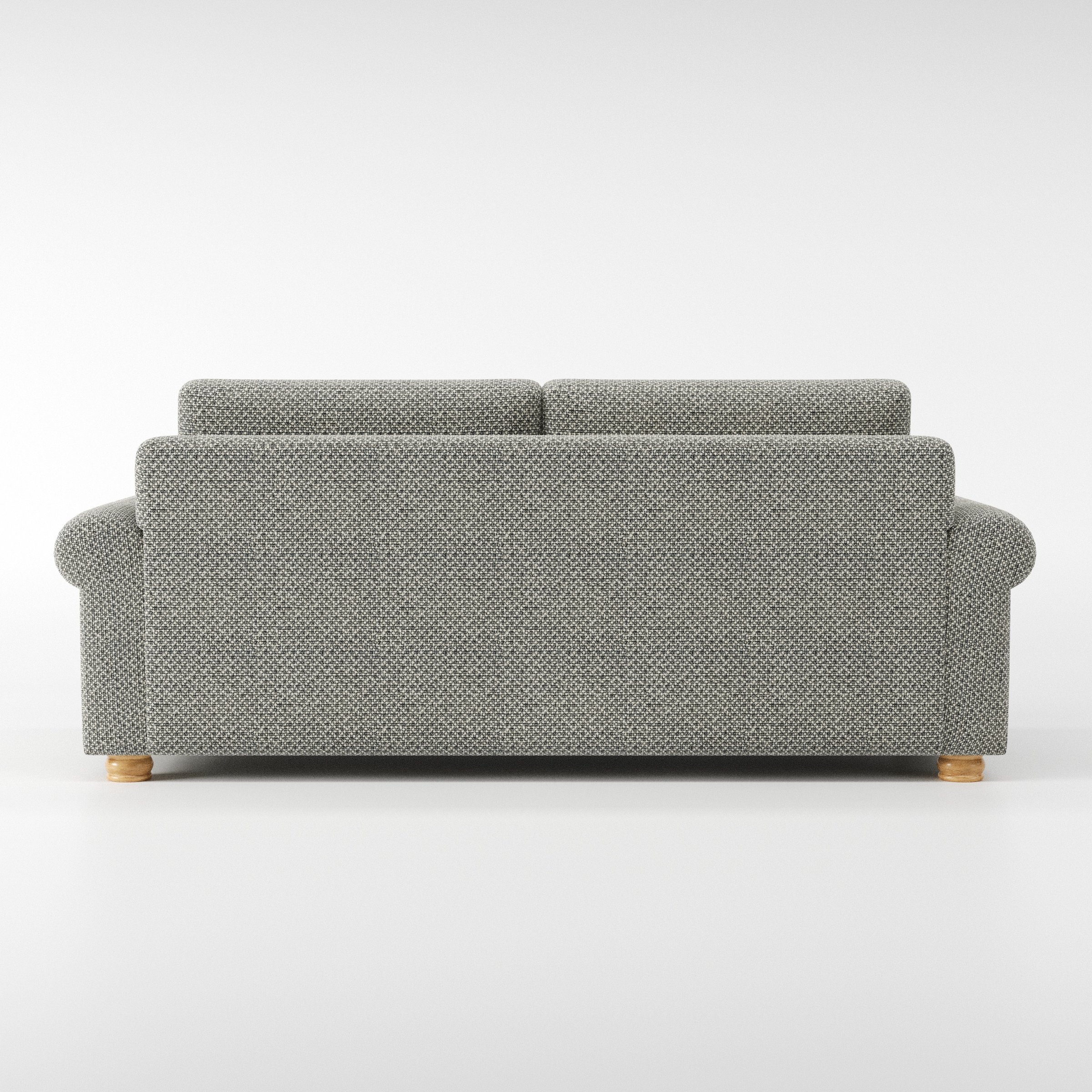 Anna Lee sofa in Rousay Wool Blend Tar and Chalk shown in side profile displaying proportions and overall silhouette.