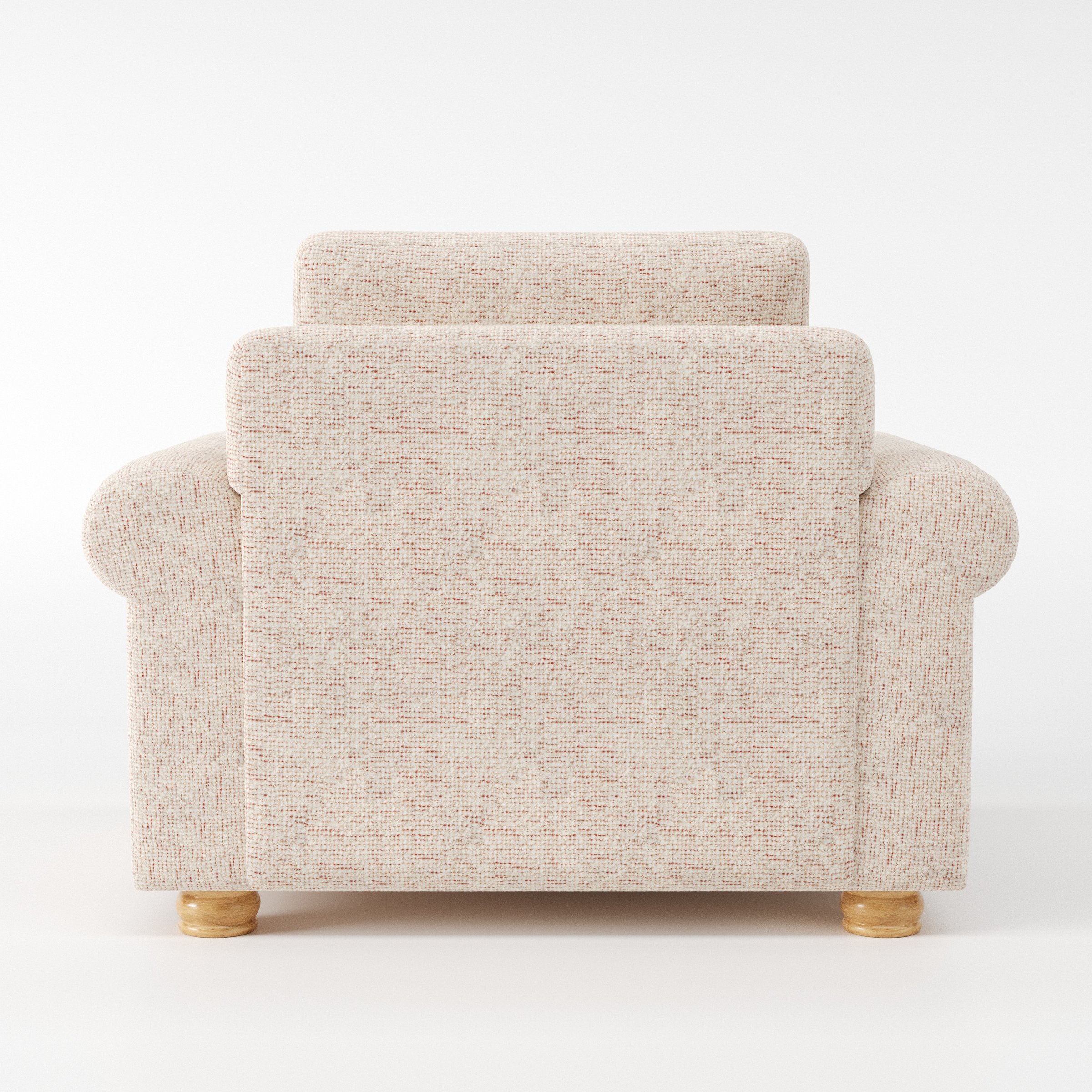 Anna Lee armchair in Orsay Boucle Cream and Copper shown from the rear highlighting backrest shape and upholstery finish.