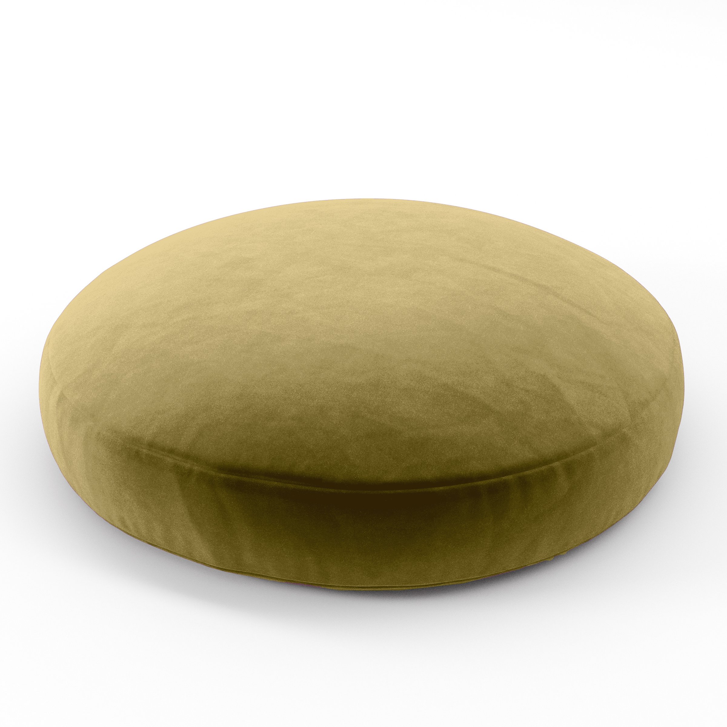 Halo Cushion round cushion upholstered in Plush EasyClean Velvet in Celery, size 60cm x 8.75cm.
