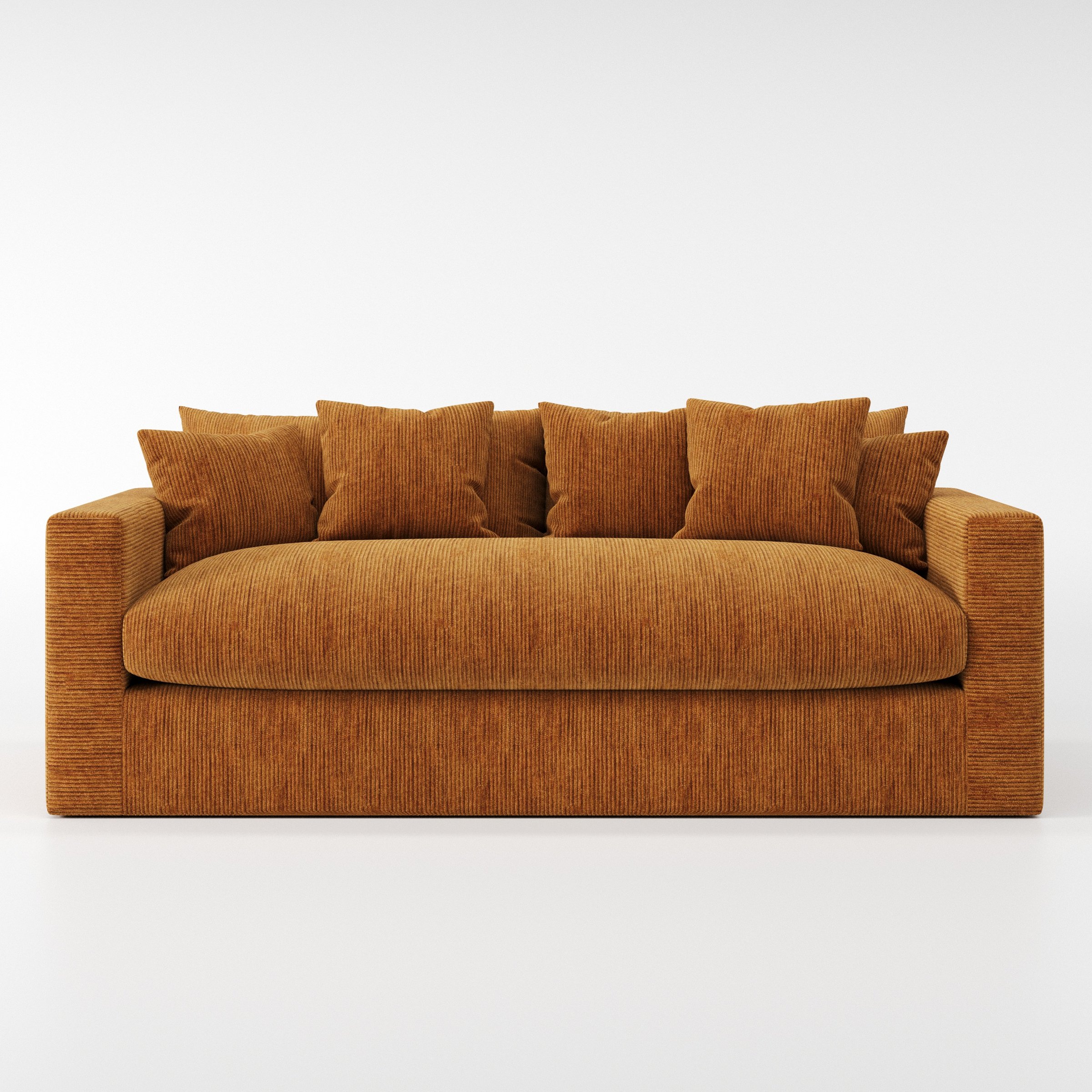 Coniston sofa in Caldey Velvet Corduroy Tobacco shown front-on against a neutral studio backdrop.