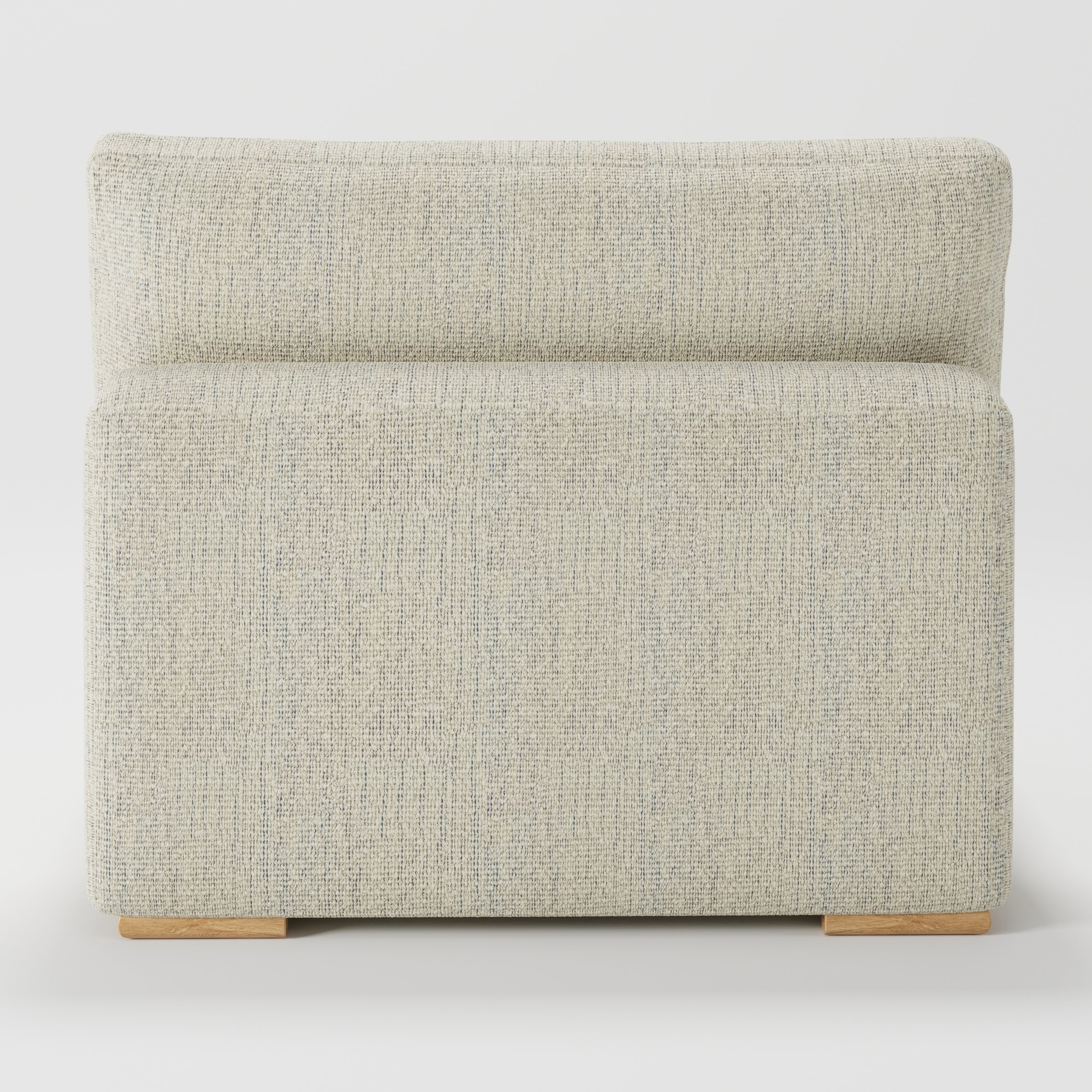 Olton single sofa unit in Orsay Bouclé Cream and Marine shown from the back with a clean upholstered finish and timber feet.
