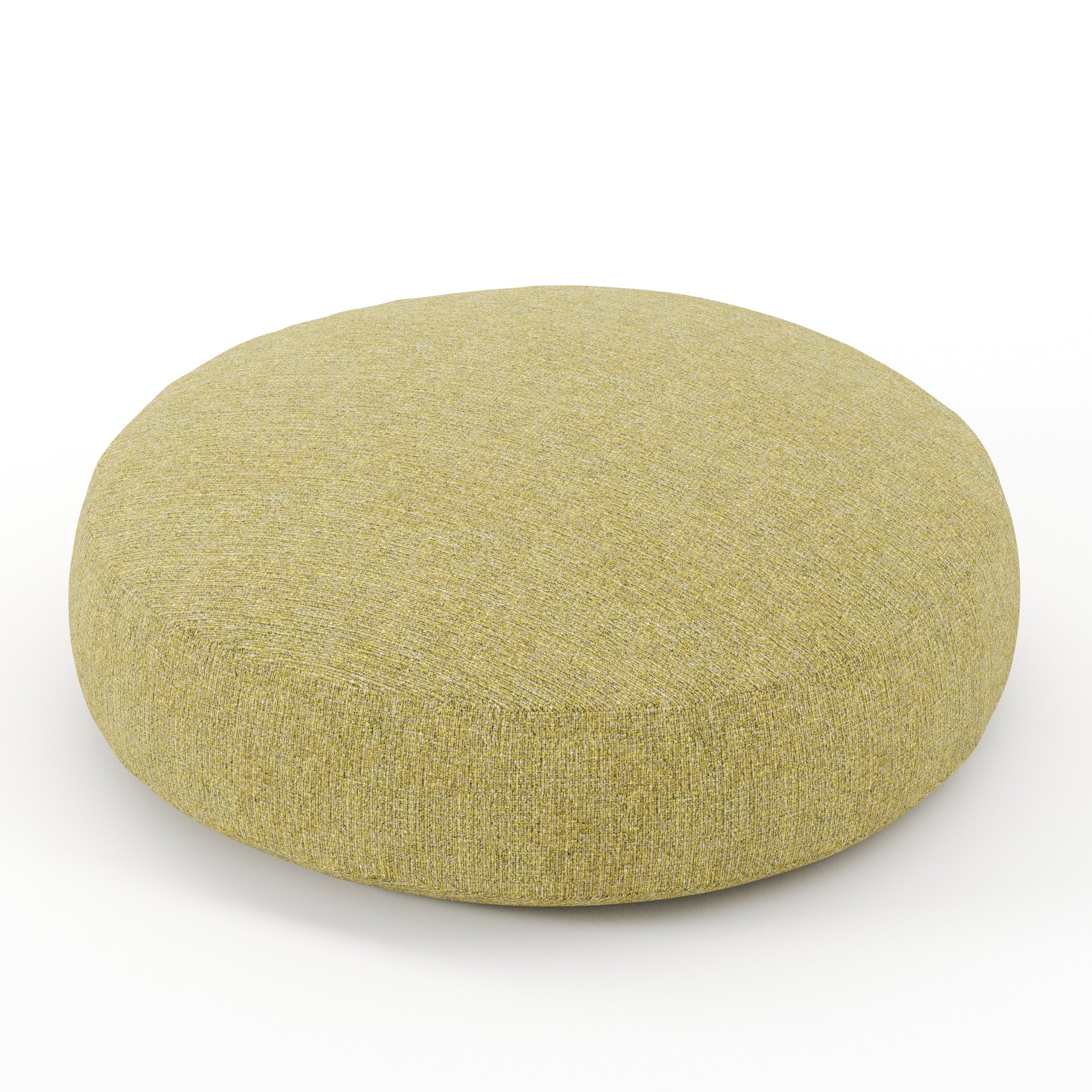 Halo cushion in Heyling Tweed Sencha, round simple cushion in green-toned tweed fabric, size 50cm x 8.75cm