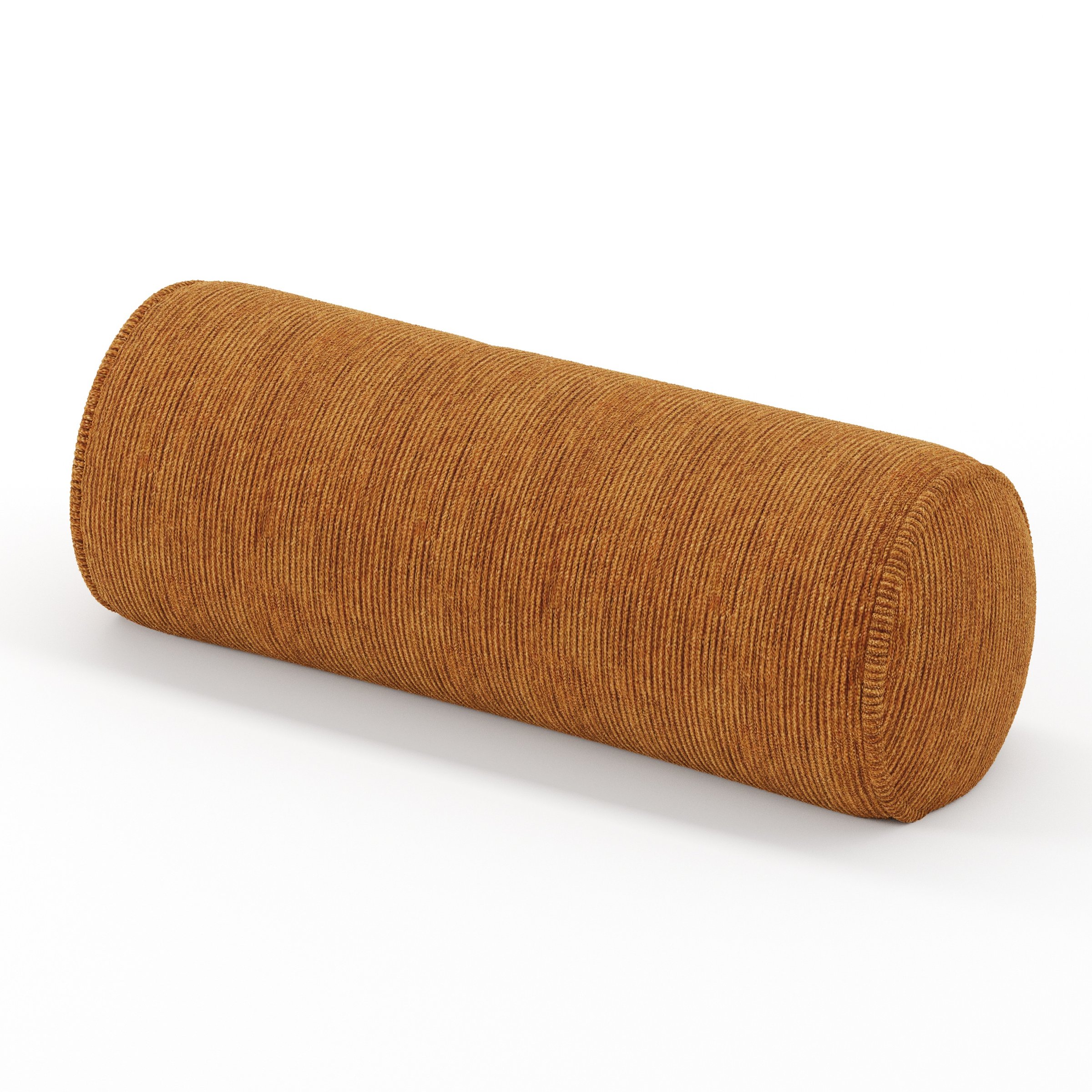 Ledger cushion in Caldey Velvet Corduroy Tobacco, cylindrical bolster cushion in warm tobacco-toned corduroy velvet, size 20cm x 56cm