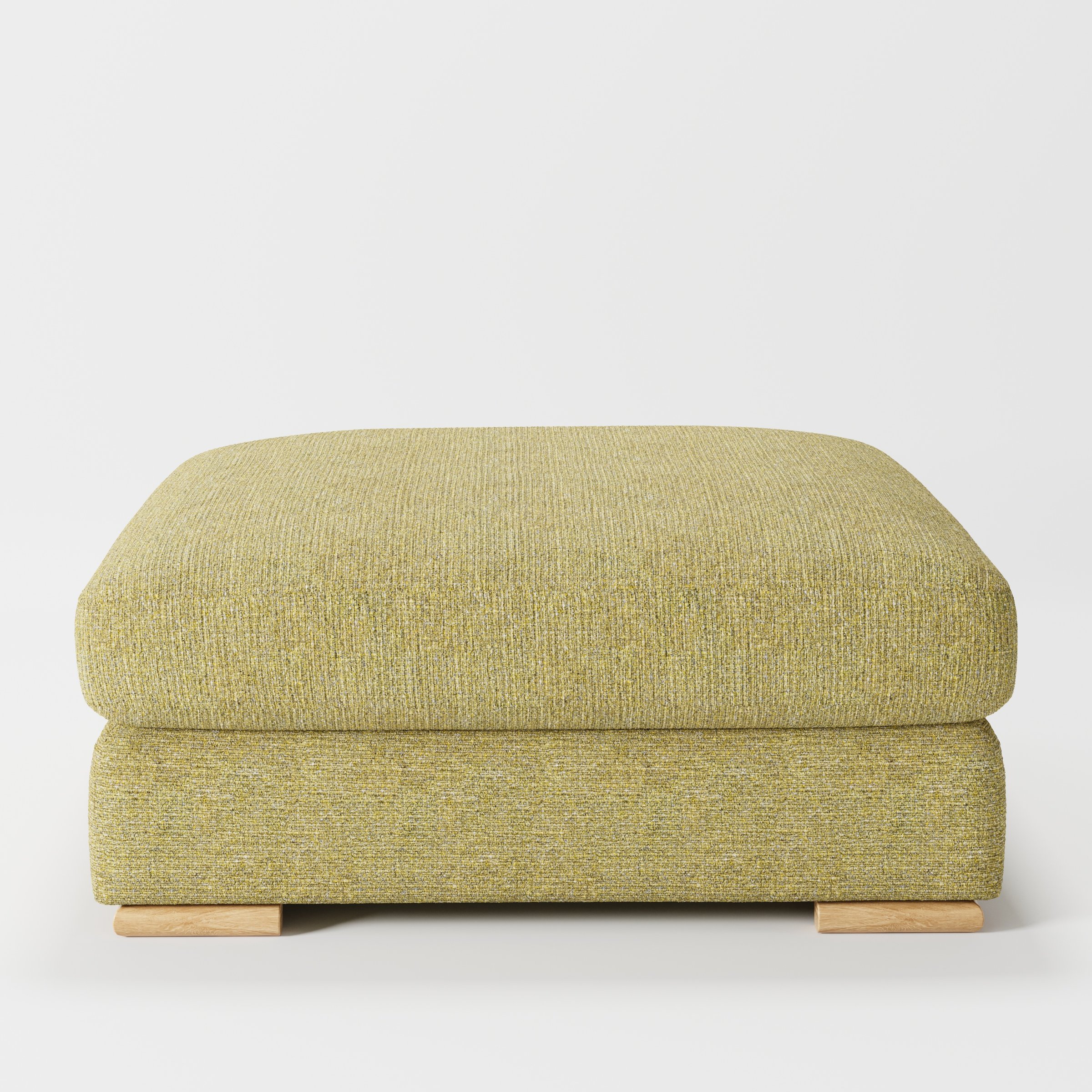 Olton footstool in Heyling Tweed Sencha shown front-on against a neutral studio backdrop.