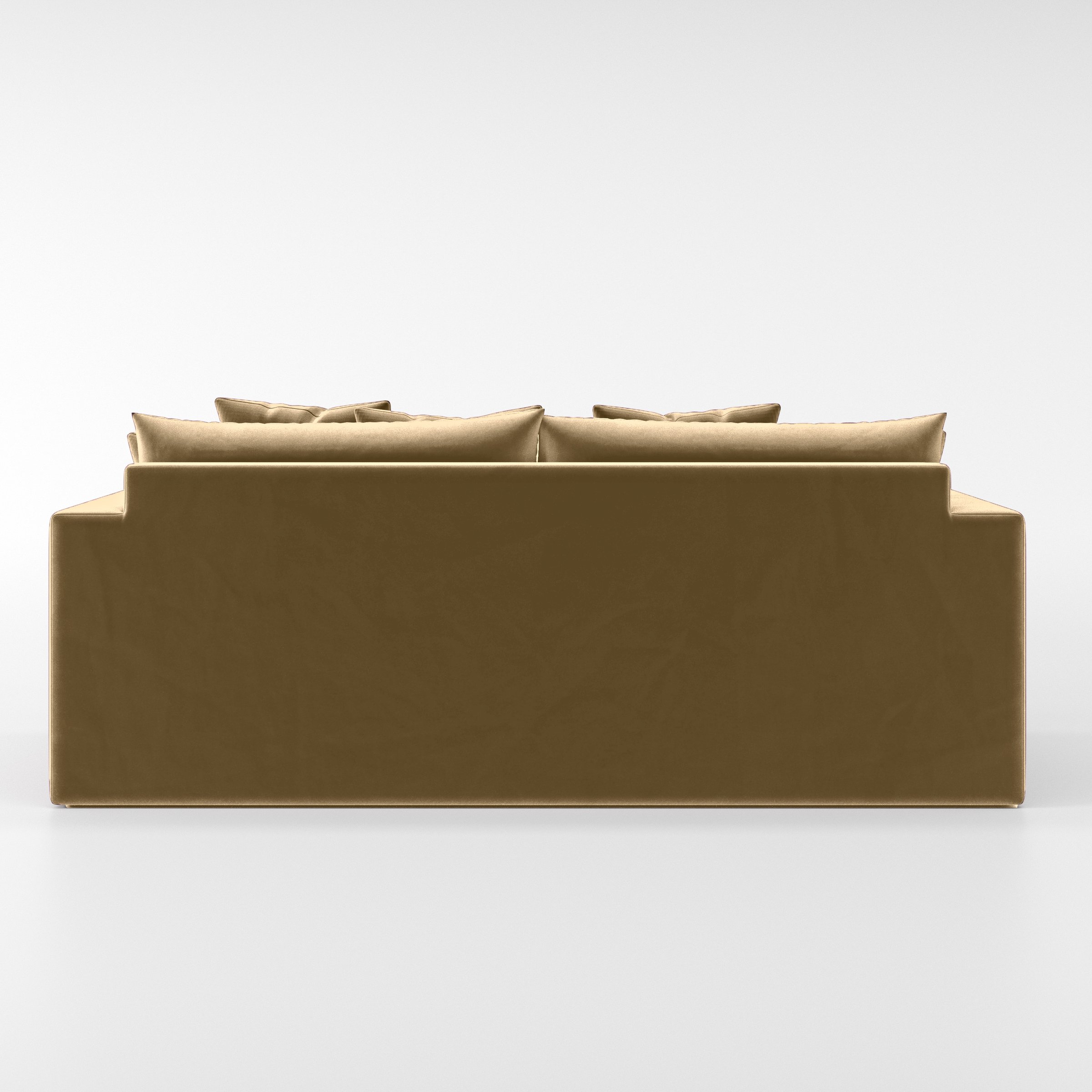 Rear view of the Coniston sofa upholstered in Plush EasyClean Velvet in Cafe.