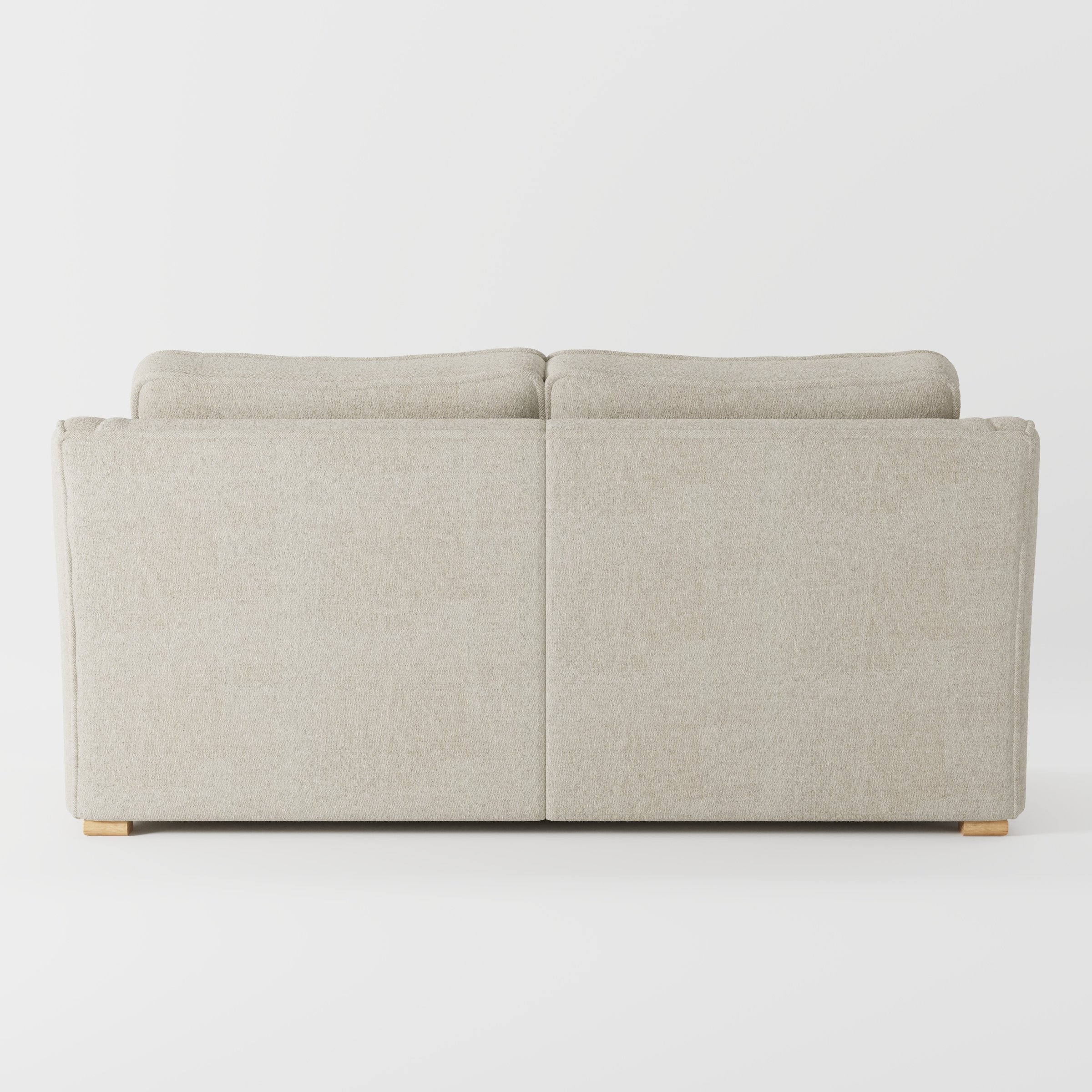 Cashel sofa in Alderney Linen Oatmeal shown from the rear highlighting back cushions and upholstery finish.