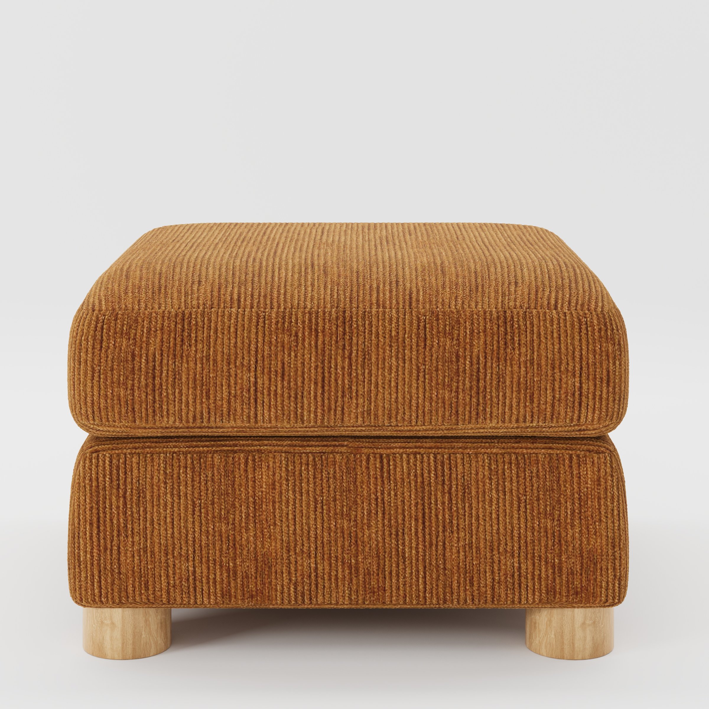 Windermere footstool in Caldey Velvet Corduroy Tobacco shown front-on against a neutral studio backdrop.