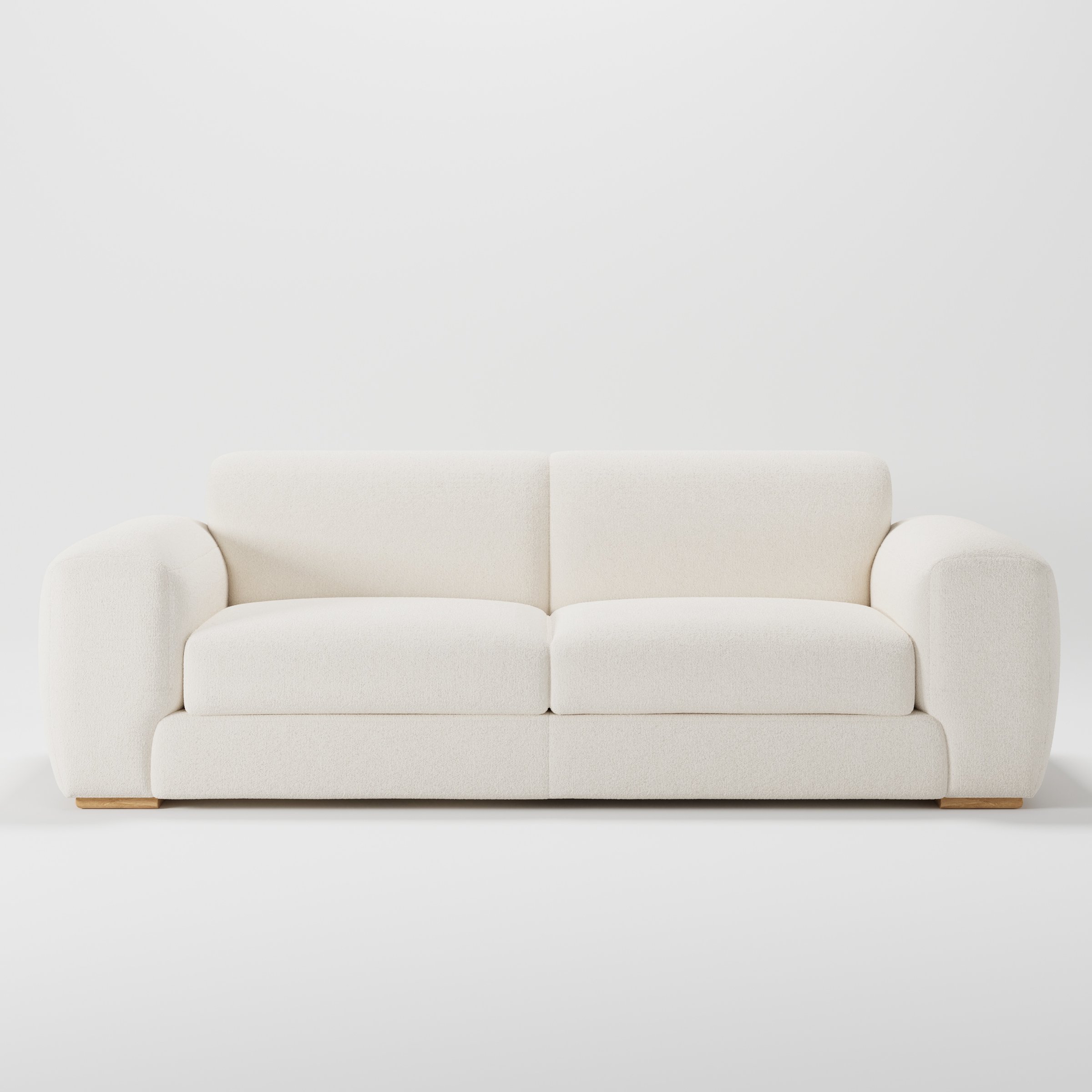 Darwell sofa in Kilda Boucle Cream shown front-on against a neutral studio backdrop.