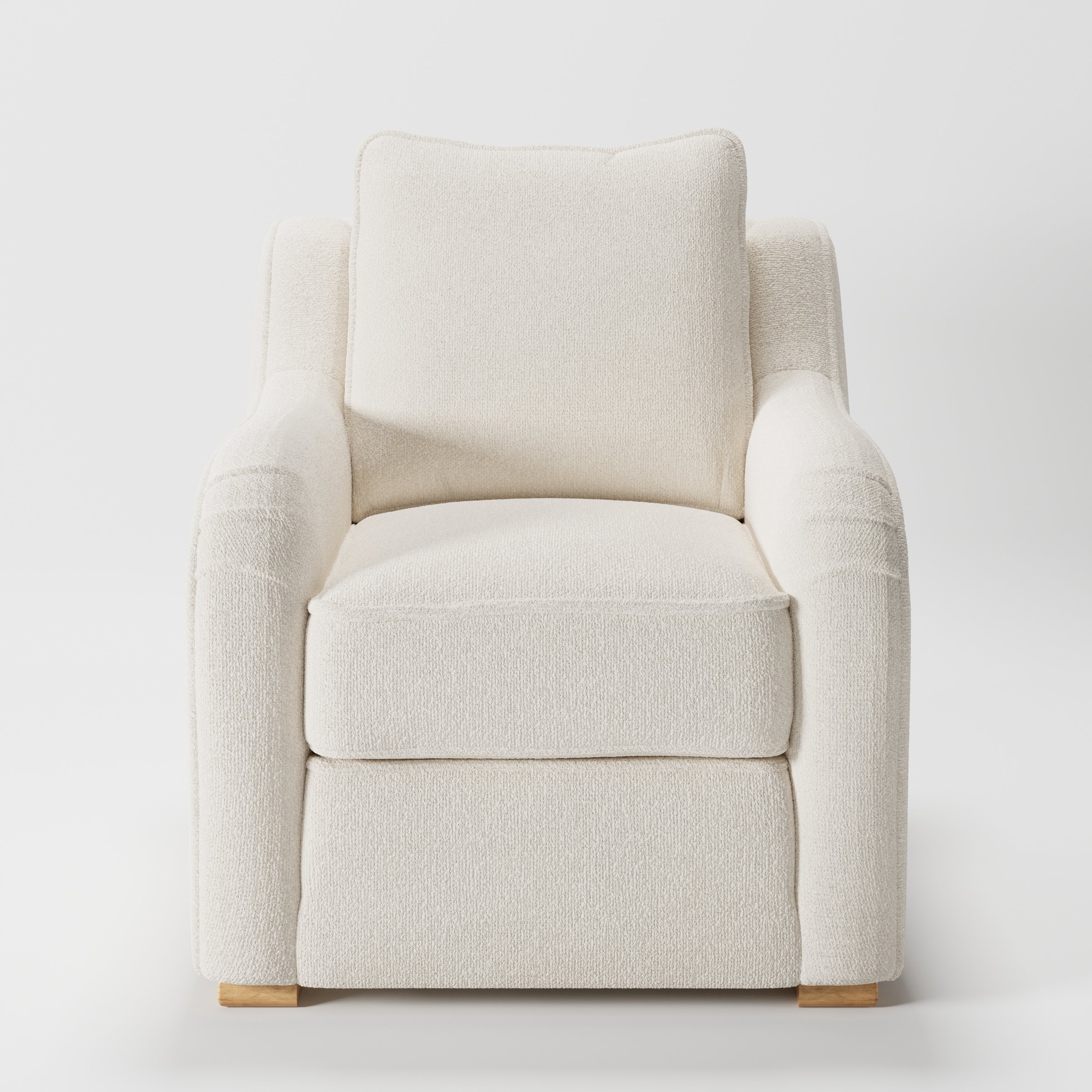 Cashel armchair in Kilda Boucle Cream shown front-on against a neutral studio backdrop.