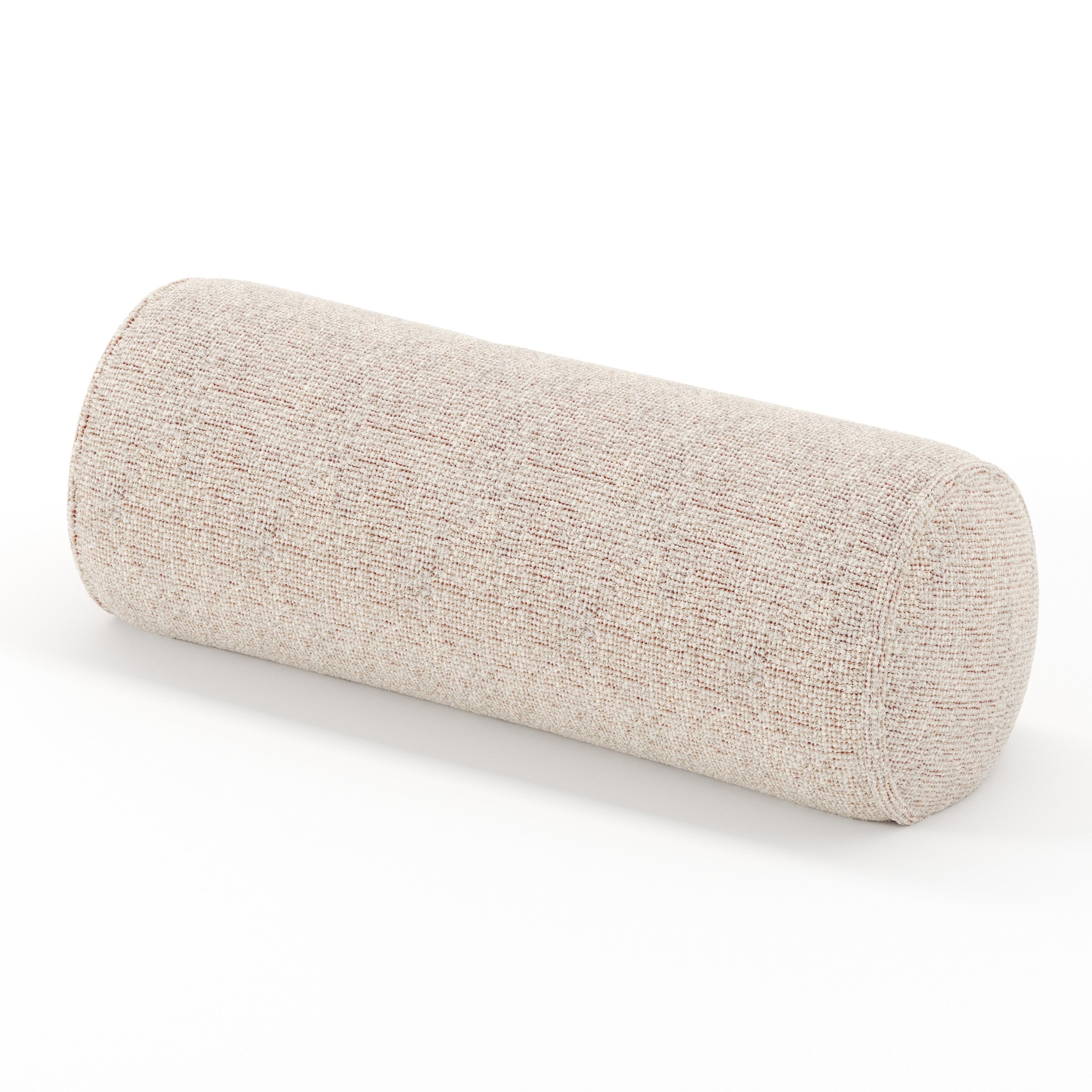 Ledger cushion in Orsay Boucle Cream and Copper, cylindrical bolster cushion in textured boucle with cream and copper tones, size 20cm x 56cm
