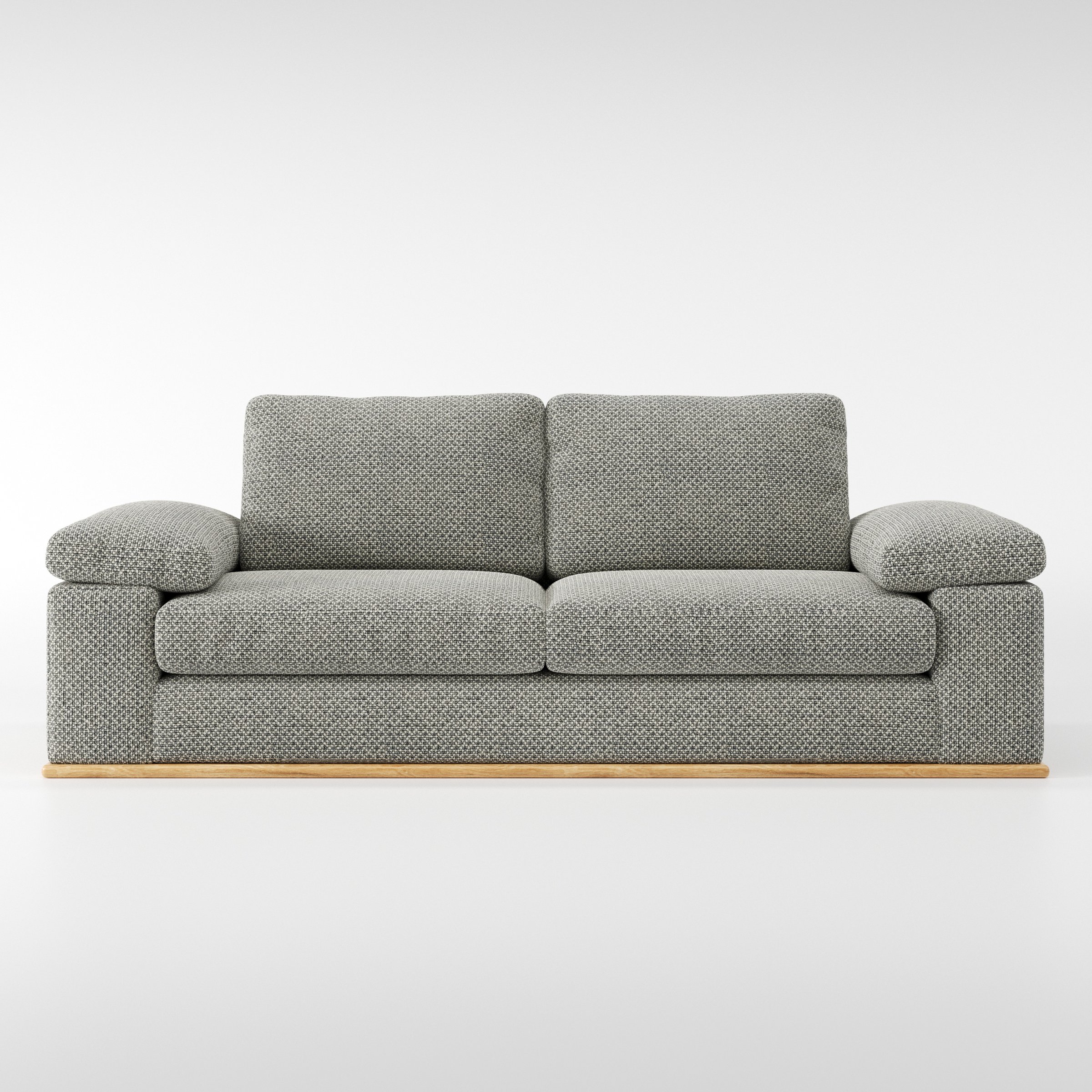 Cusher sofa in Rousay Wool Blend Tar and Chalk shown front-on against a neutral studio backdrop.