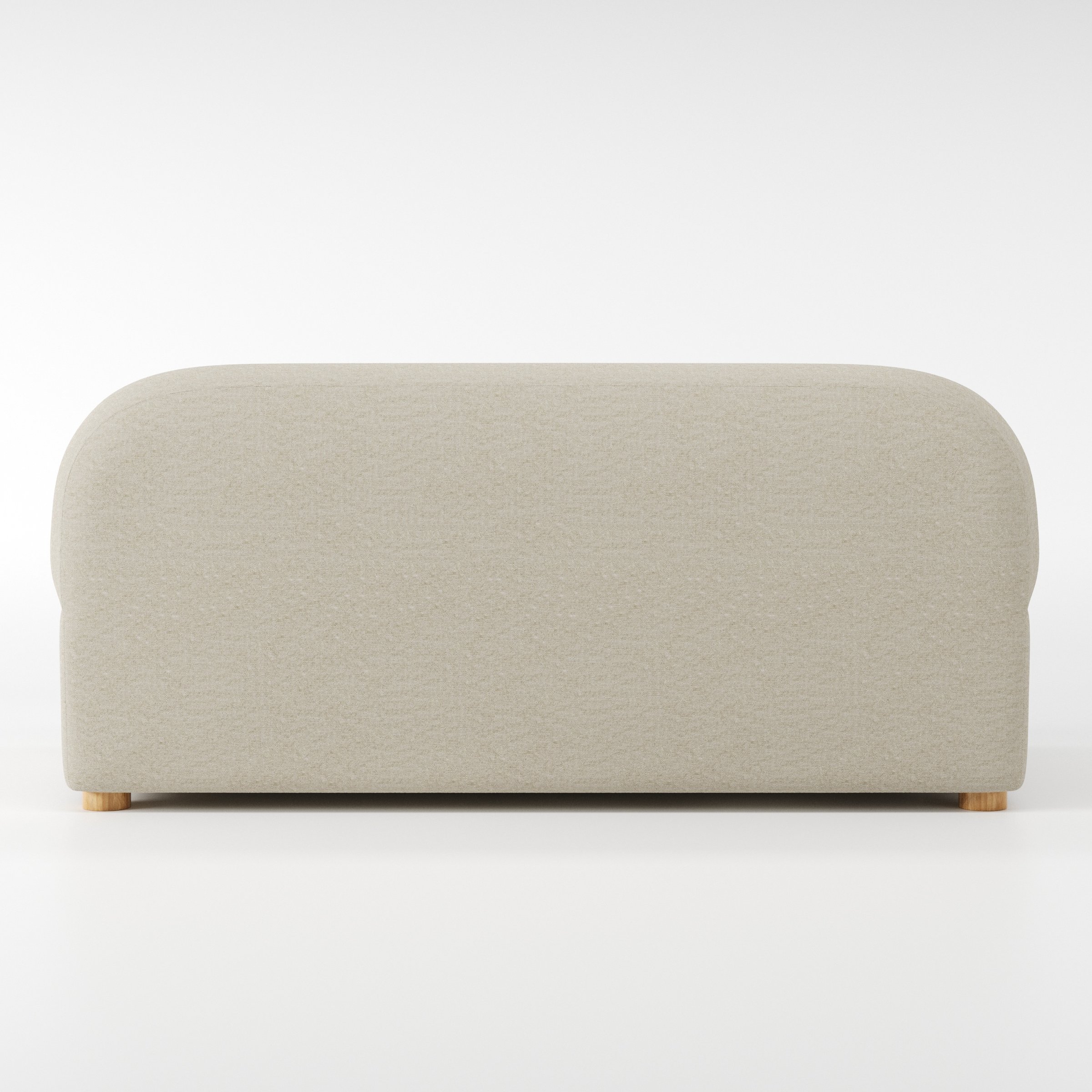 Awe sofa in Alderney Linen Oatmeal shown from the rear highlighting back cushions and upholstery finish.