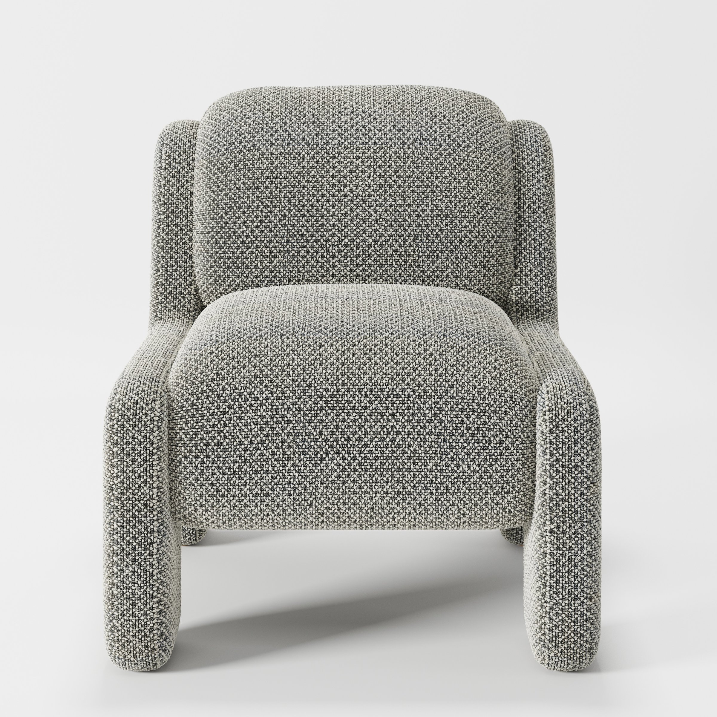Inny armchair in Rousay Wool Blend Tar and Chalk shown front-on against a neutral studio backdrop.