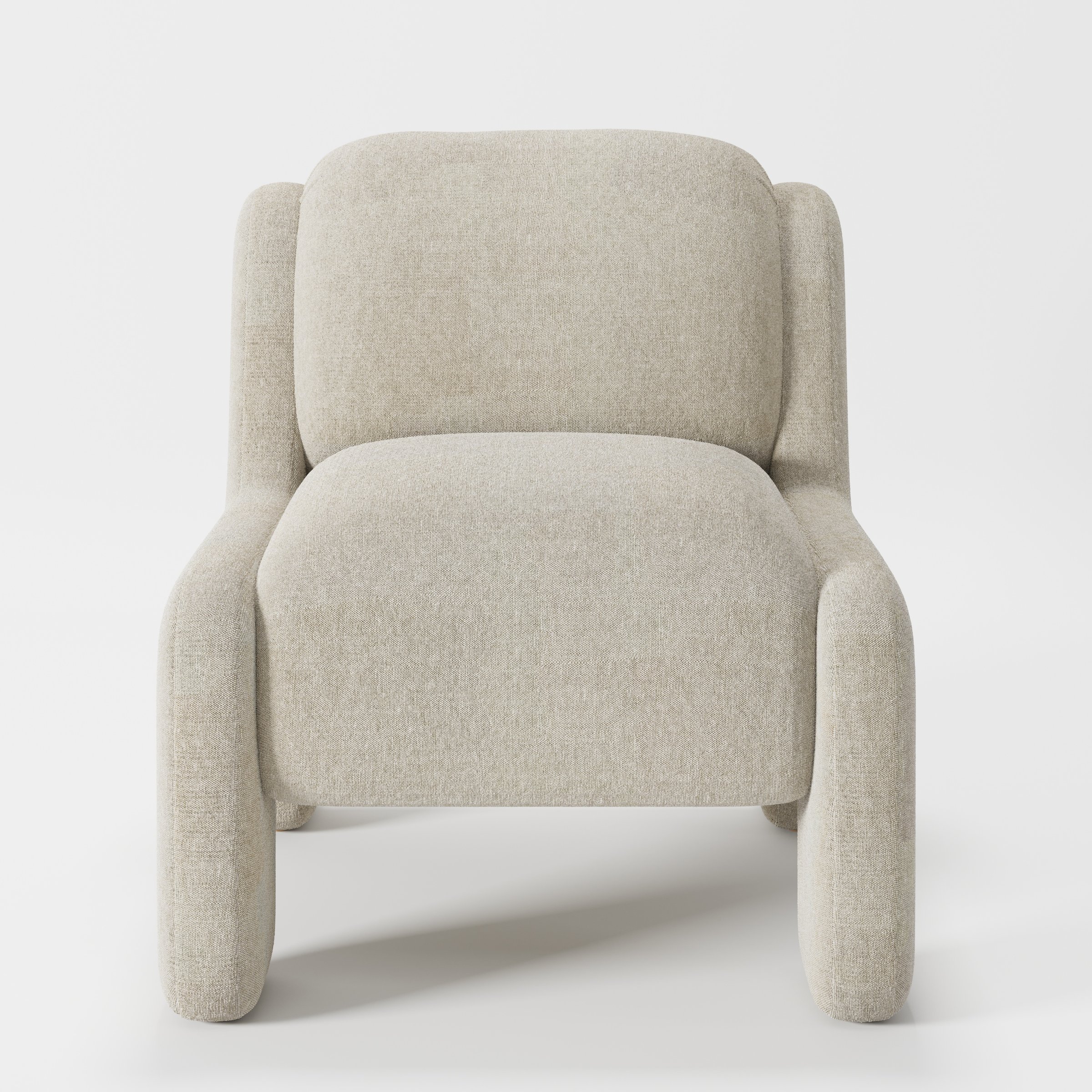 Inny armchair in Alderney Linen Oatmeal shown front-on against a neutral studio backdrop.