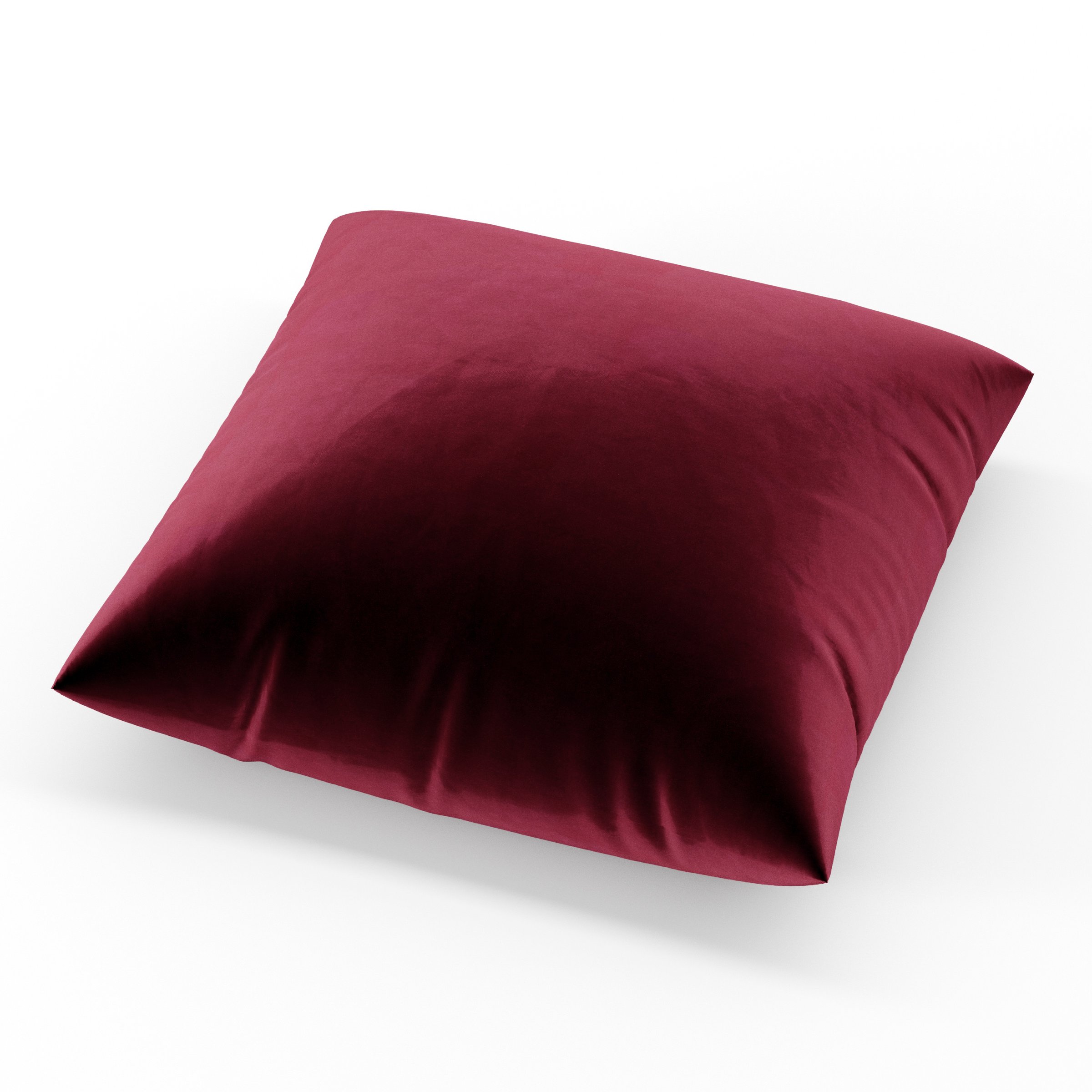 Block cushion in Noss Velvet Plum, square simple cushion in deep plum velvet with clean edges and soft structure, size 60cm x 60cm