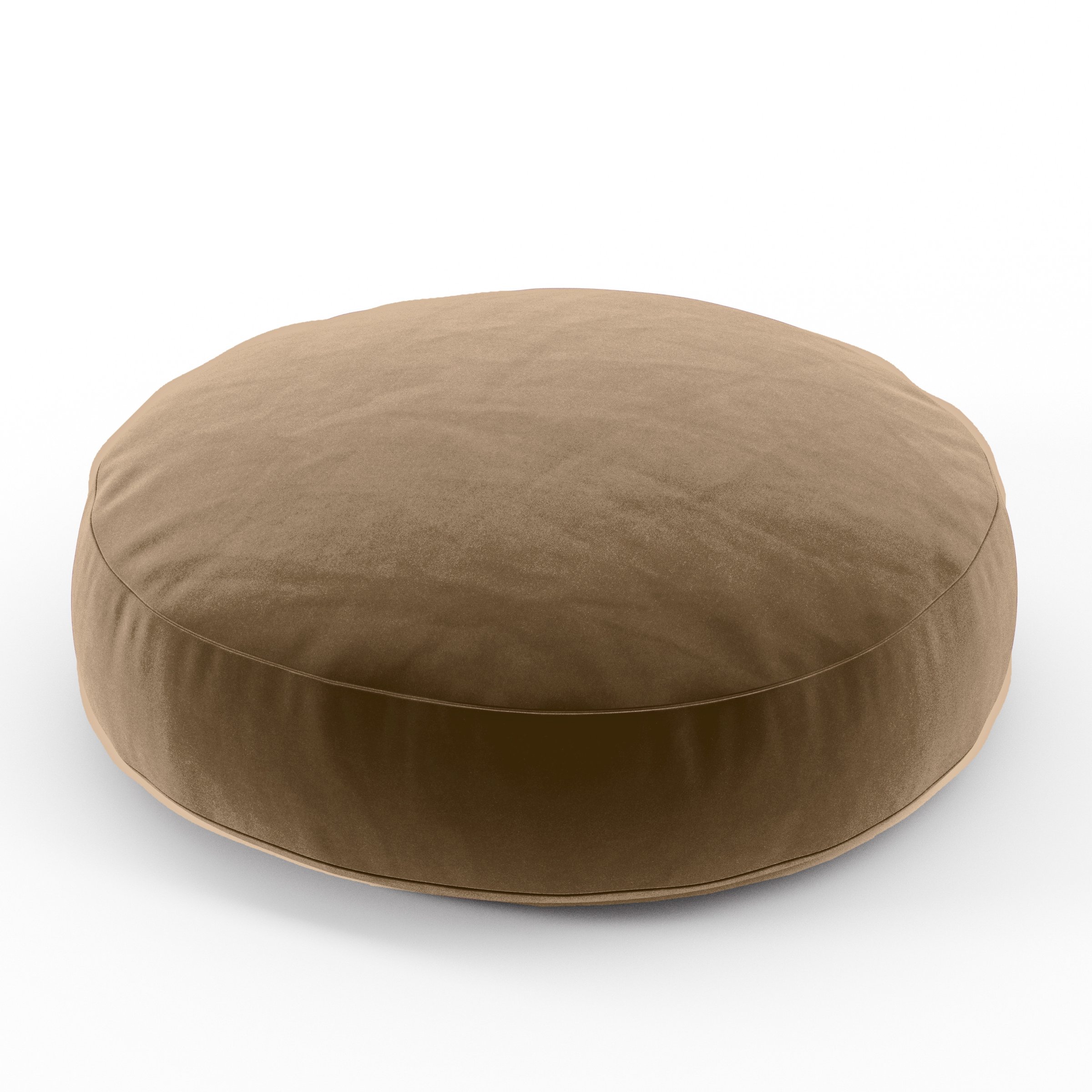 Halo Cushion round cushion upholstered in Plush EasyClean Velvet in Caribou, size 50cm x 8.75cm.