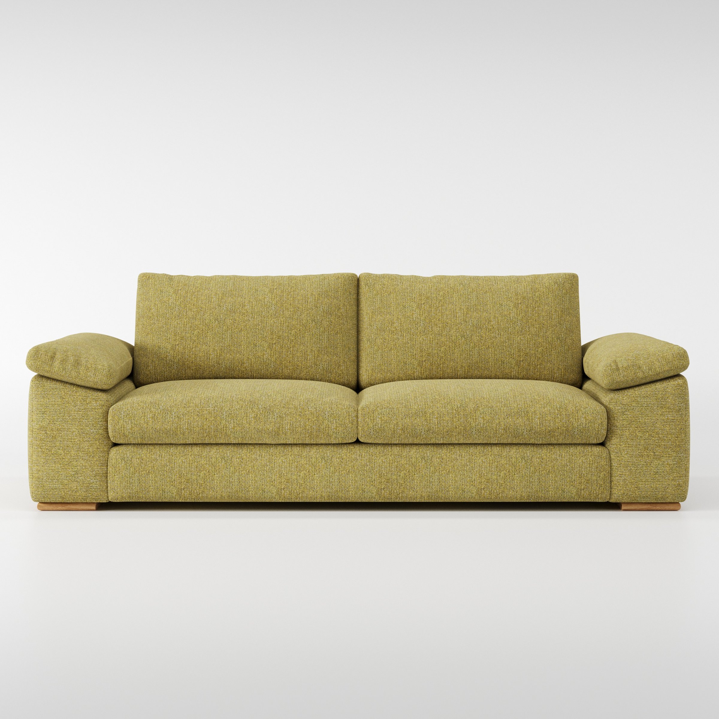 Moy sofa in Heyling Tweed Sencha shown front-on against a neutral studio backdrop.