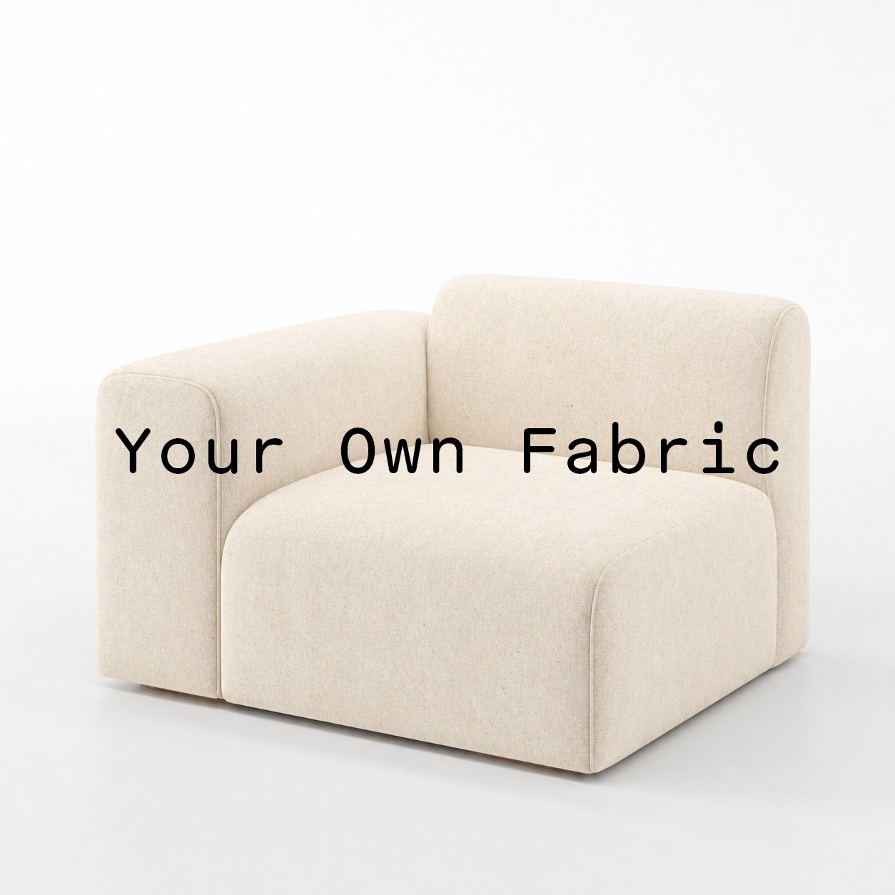 Diagonal view of the Drumquin left-hand unit upholstered in customers own material calico cotton fabric.