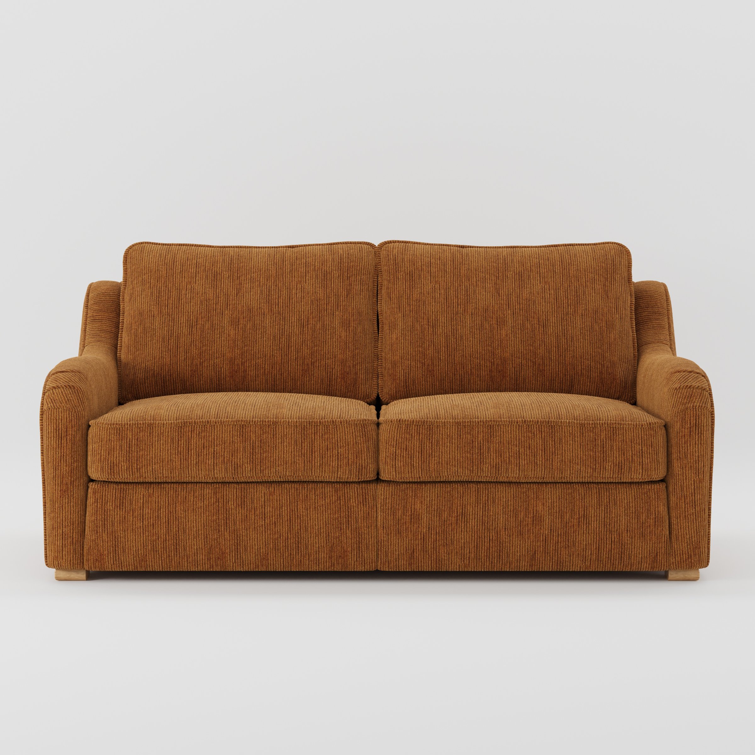 Cashel sofa in Caldey Velvet Corduroy Tobacco shown front-on against a neutral studio backdrop.
