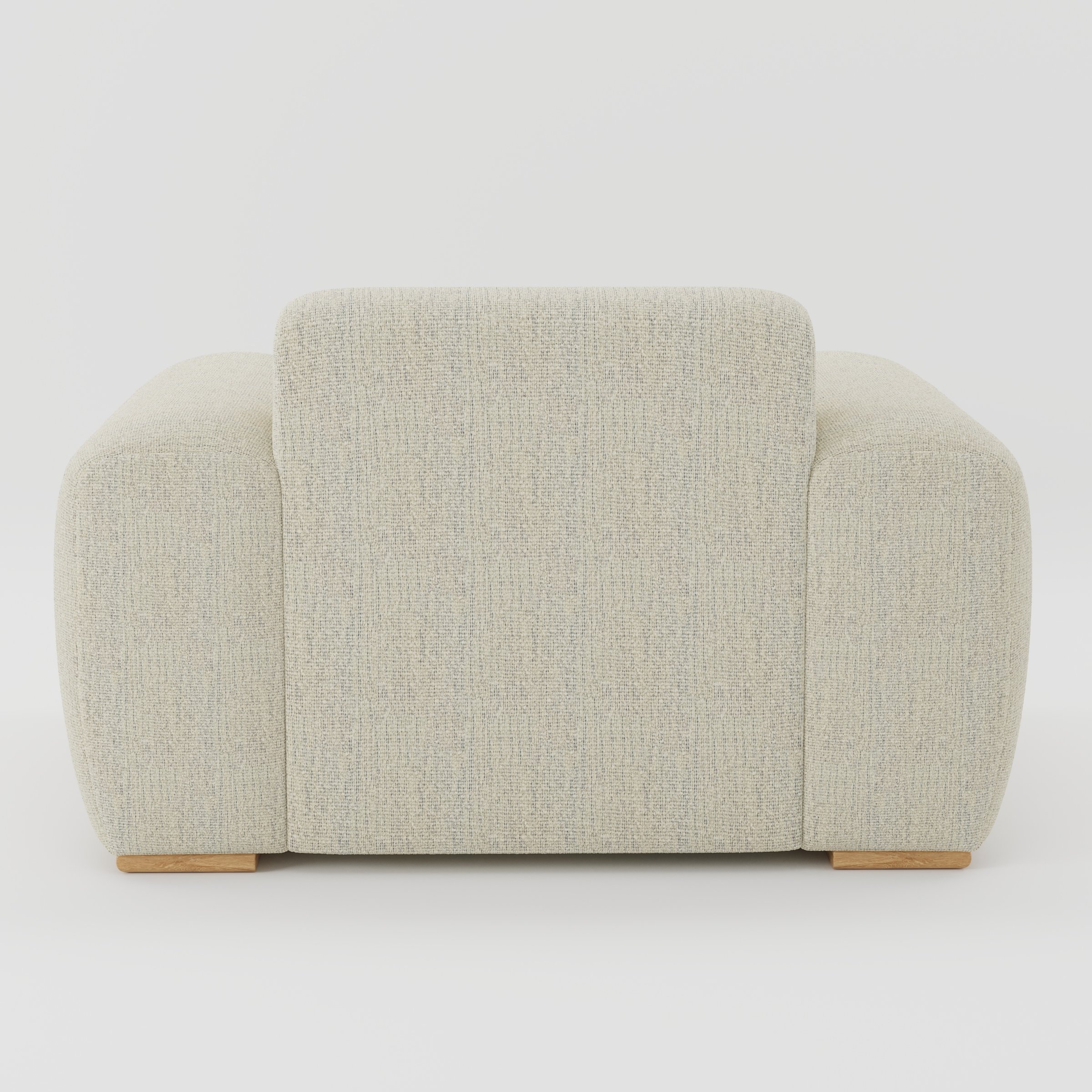Darwell armchair in Orsay Boucle Cream and Marine shown from the rear highlighting backrest shape and upholstery finish.