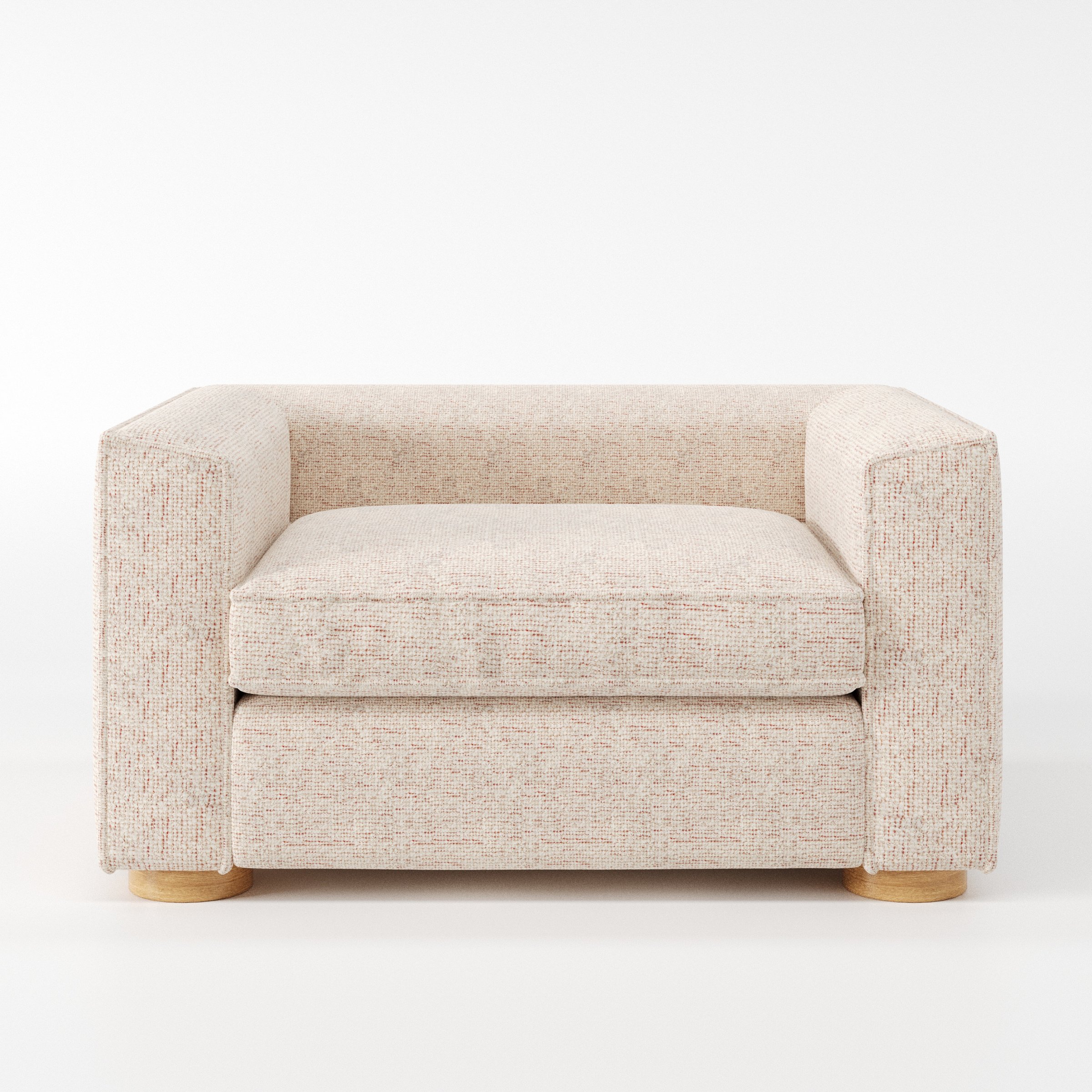 Feale armchair in Orsay Boucle Cream and Copper shown front-on against a neutral studio backdrop.