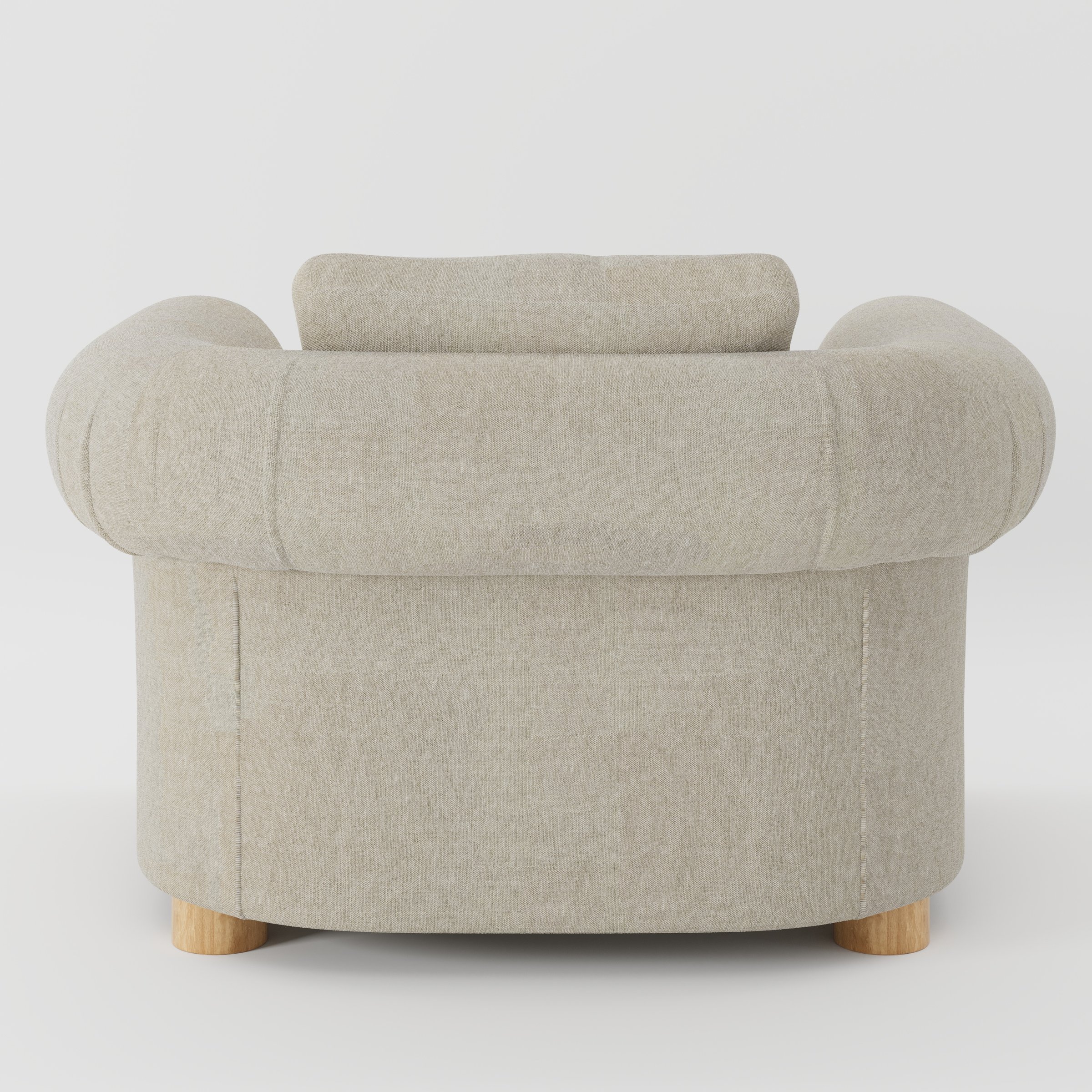 Windermere armchair in Alderney Linen Oatmeal shown from the rear highlighting loose covers and upholstery finish.