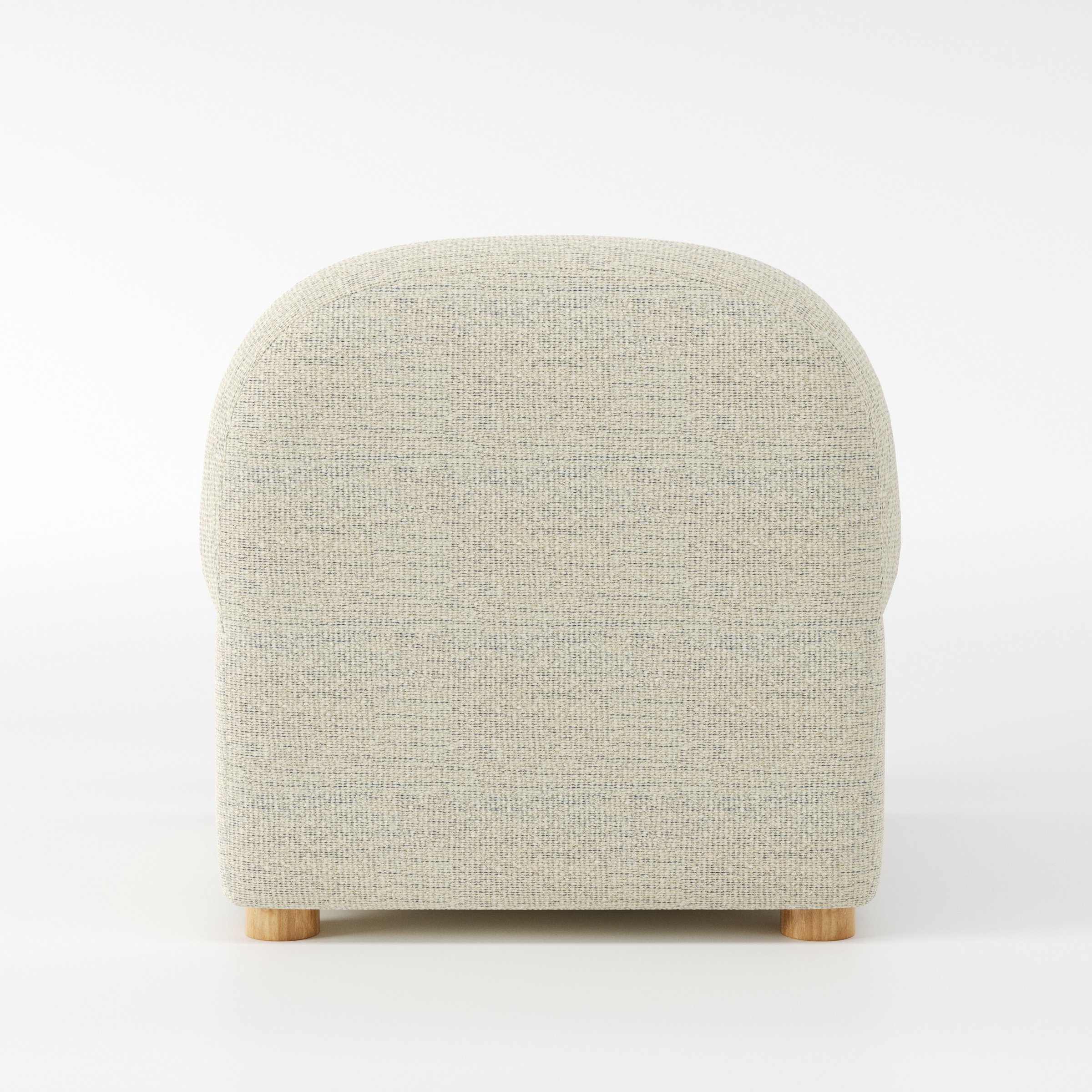 Awe armchair in Orsay Boucle Cream and Marine shown from the rear highlighting backrest shape and upholstery finish.