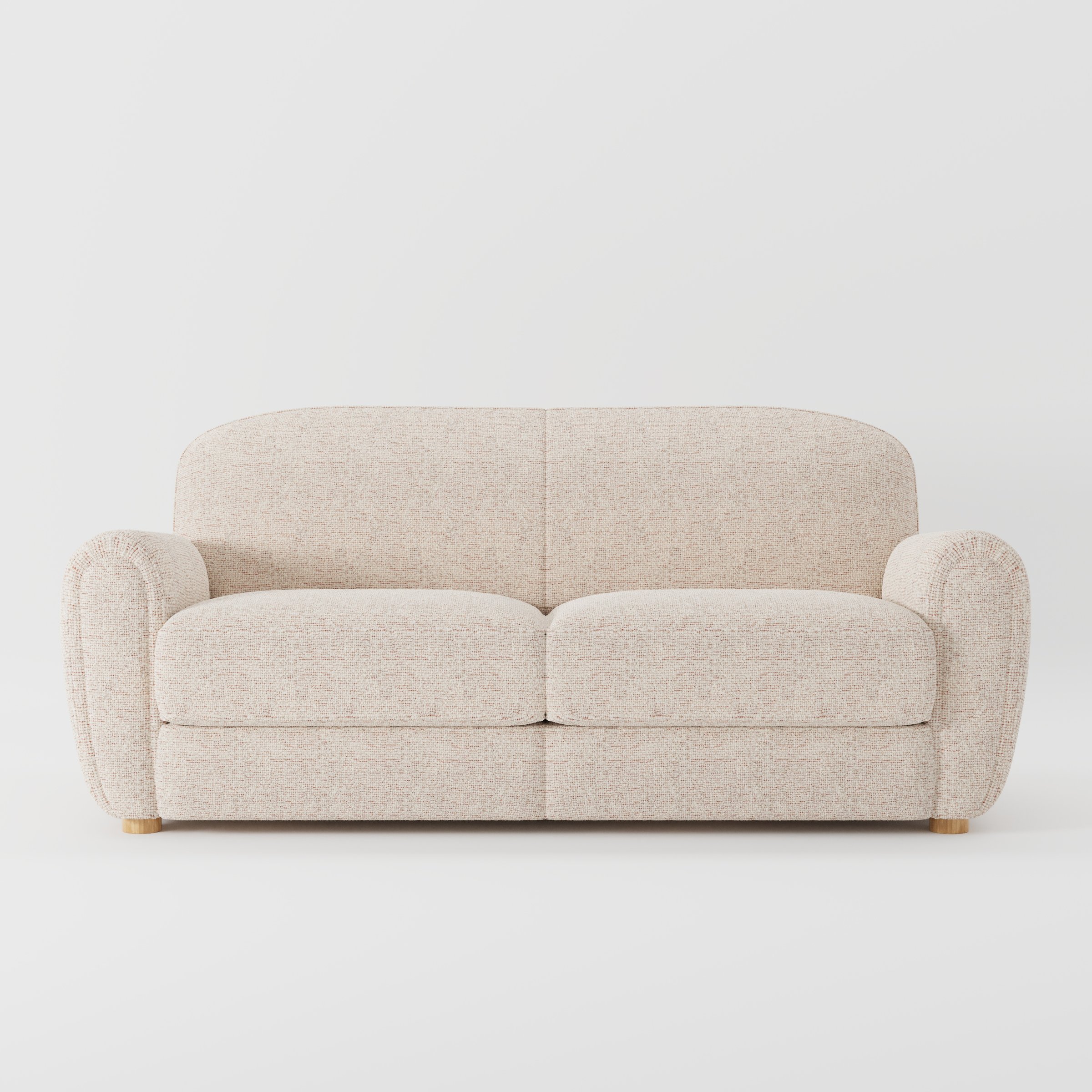 Fergus sofa in Orsay Boucle Cream and Copper shown front-on against a neutral studio backdrop.