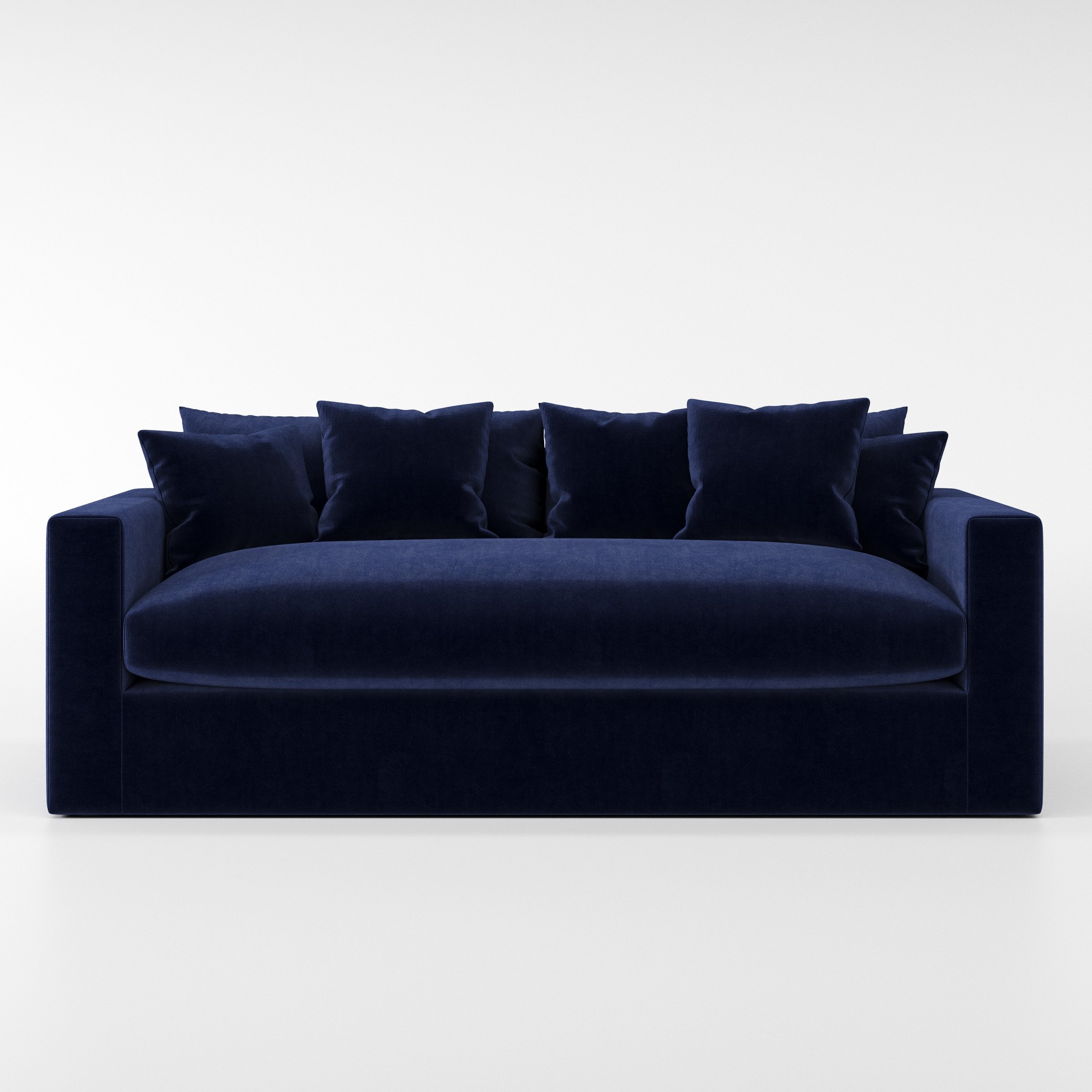 Coniston sofa in Noss Velvet Navy shown front-on against a neutral studio backdrop.