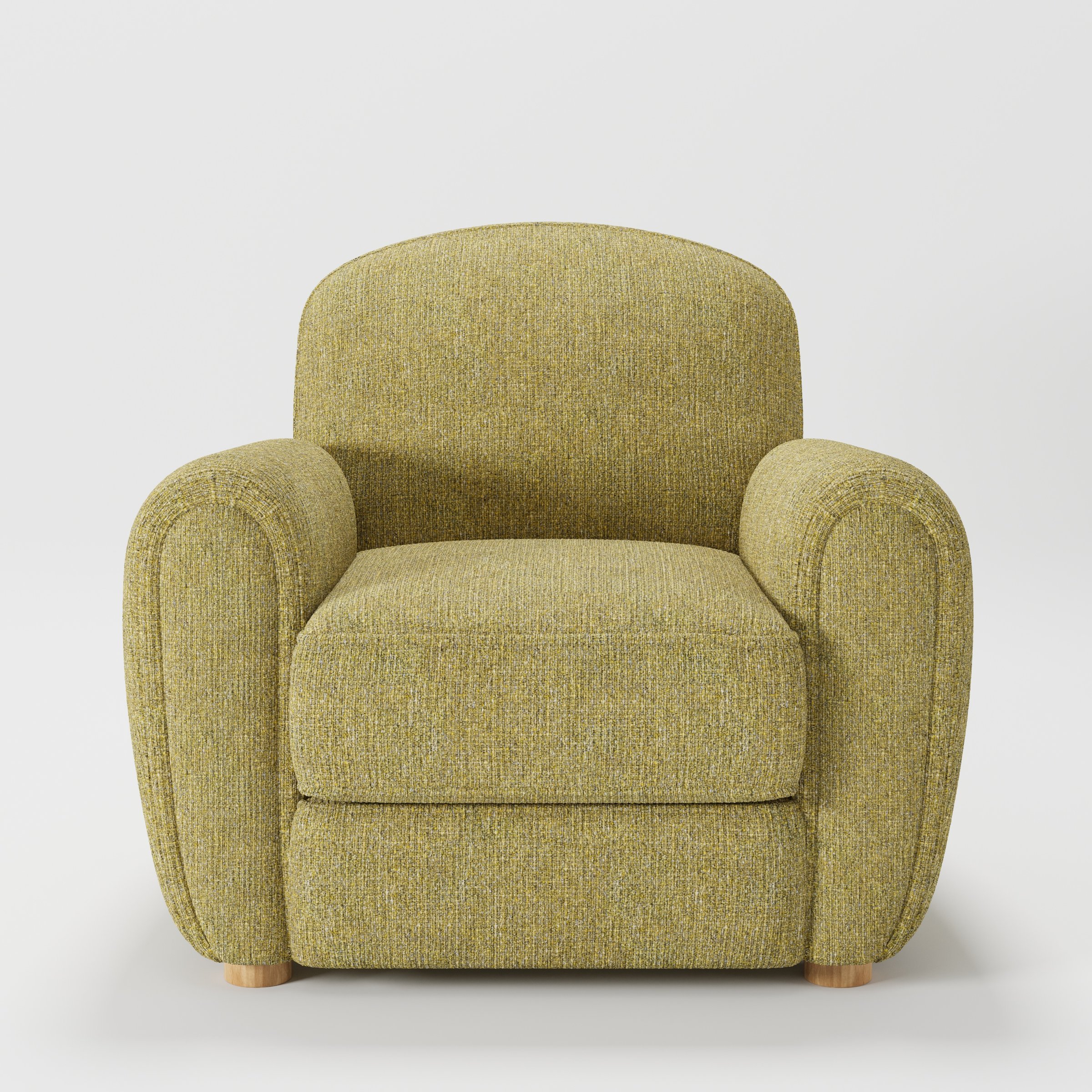 Fergus armchair in Heyling Tweed Sencha shown front-on against a neutral studio backdrop.