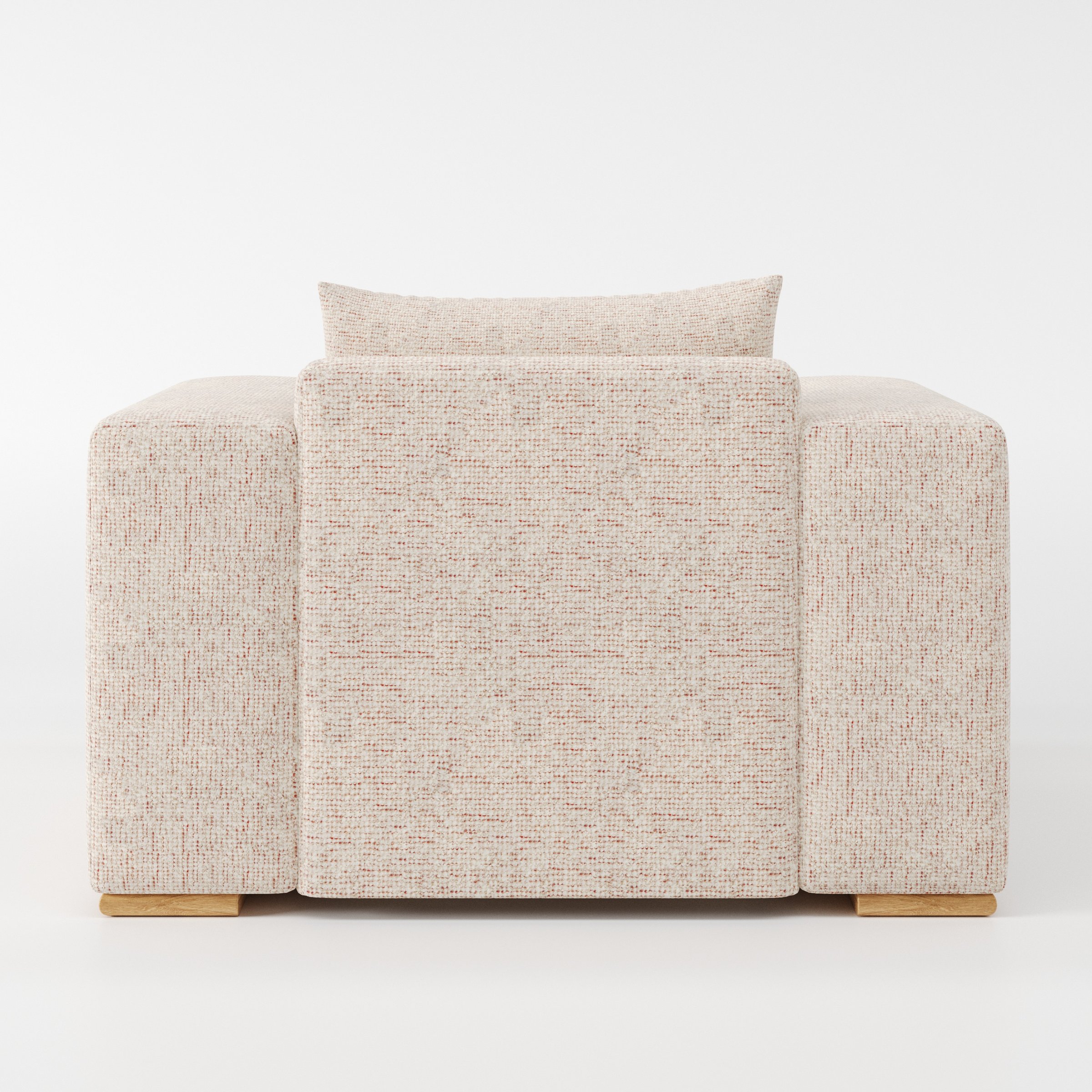 Fane armchair in Orsay Boucle Cream and Copper shown from the rear highlighting backrest shape and upholstery finish.