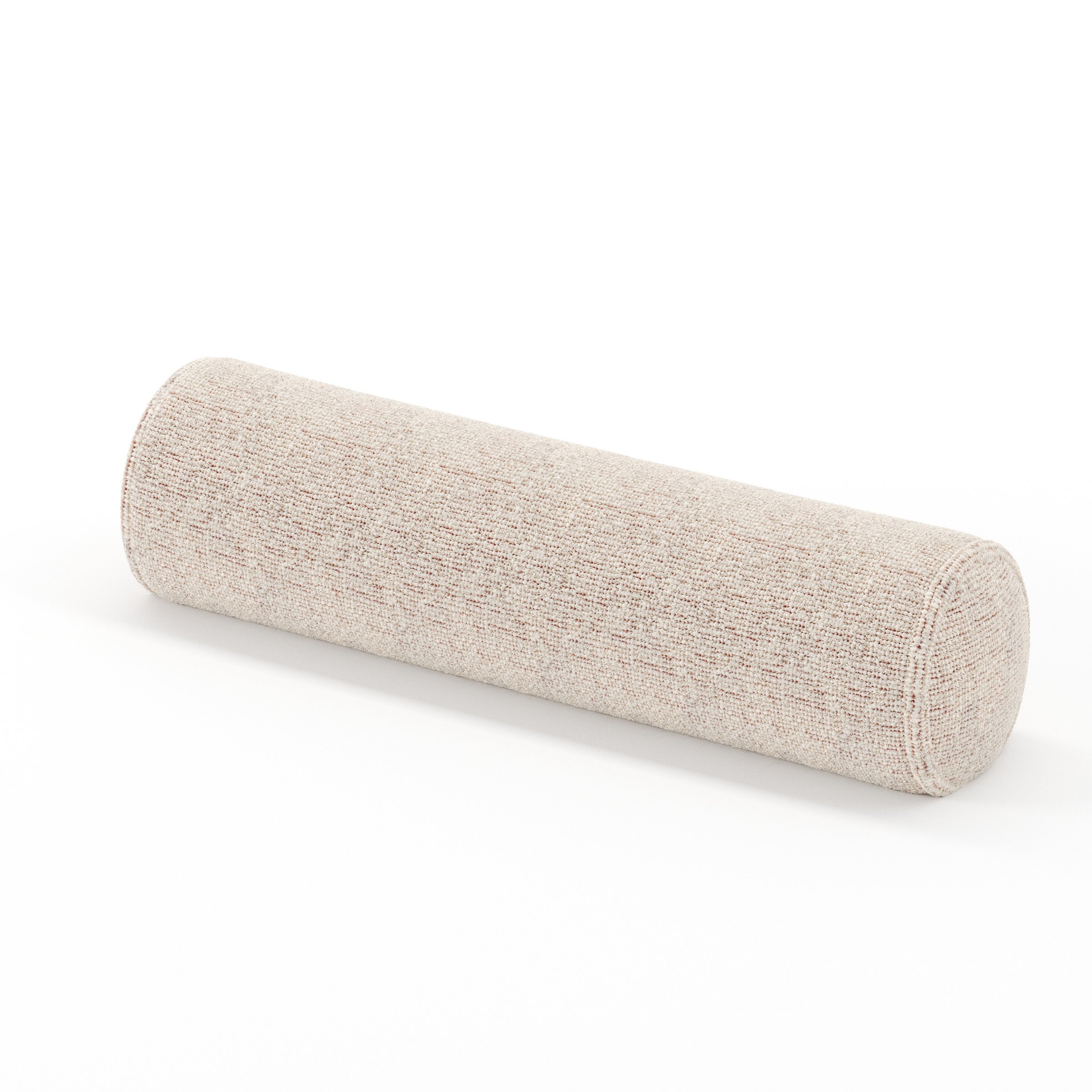 Ledger cushion in Orsay Boucle Cream and Copper, cylindrical bolster cushion in textured boucle with cream and copper tones, size 14cm x 56cm
