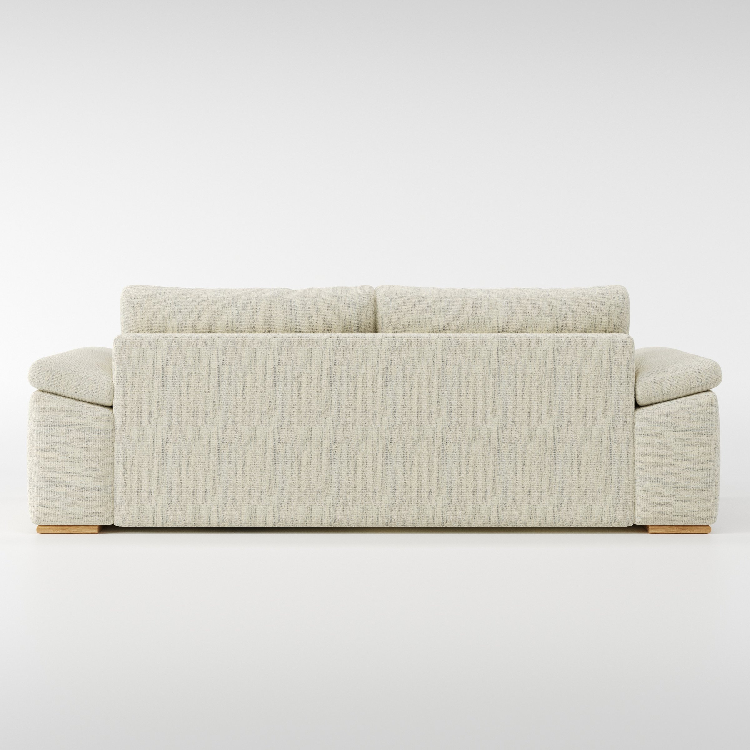 Moy sofa in Orsay Boucle Cream and Marine shown from the rear highlighting back cushions and upholstery finish.