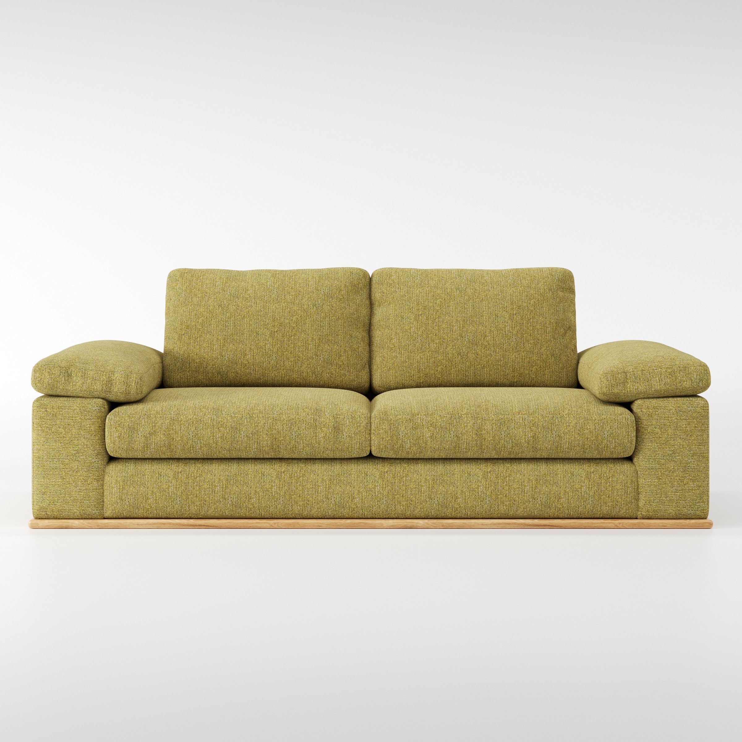 Cusher sofa in Heyling Tweed Sencha shown front-on against a neutral studio backdrop.