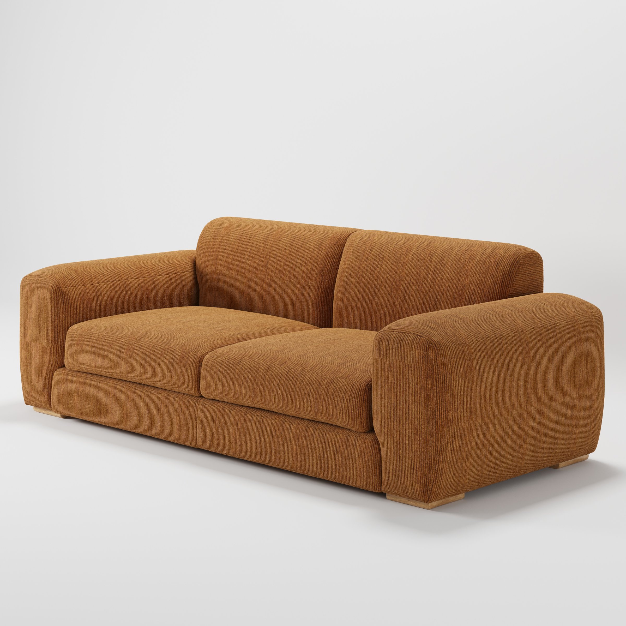 Darwell sofa in Caldey Velvet Corduroy Tobacco shown at a diagonal angle highlighting arm profile and seat depth.