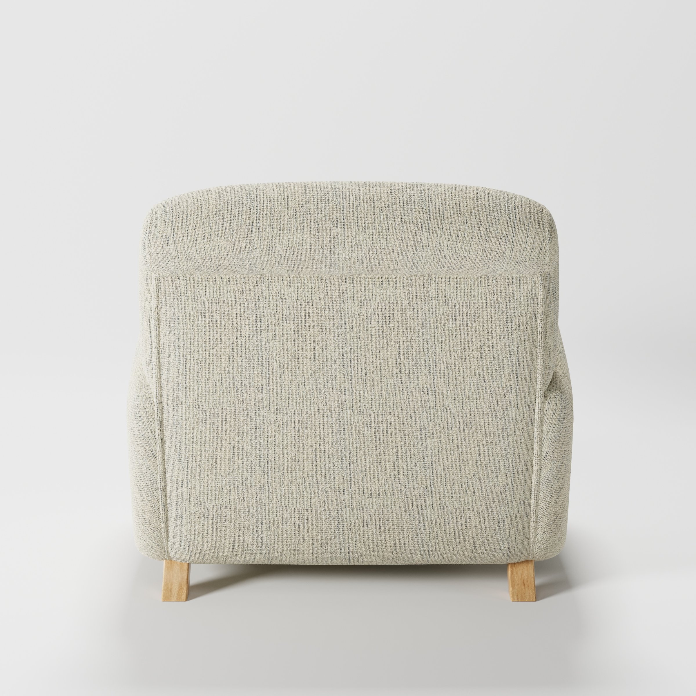 Rye armchair in Orsay Boucle Cream and Marine shown from the rear highlighting backrest shape and upholstery finish.