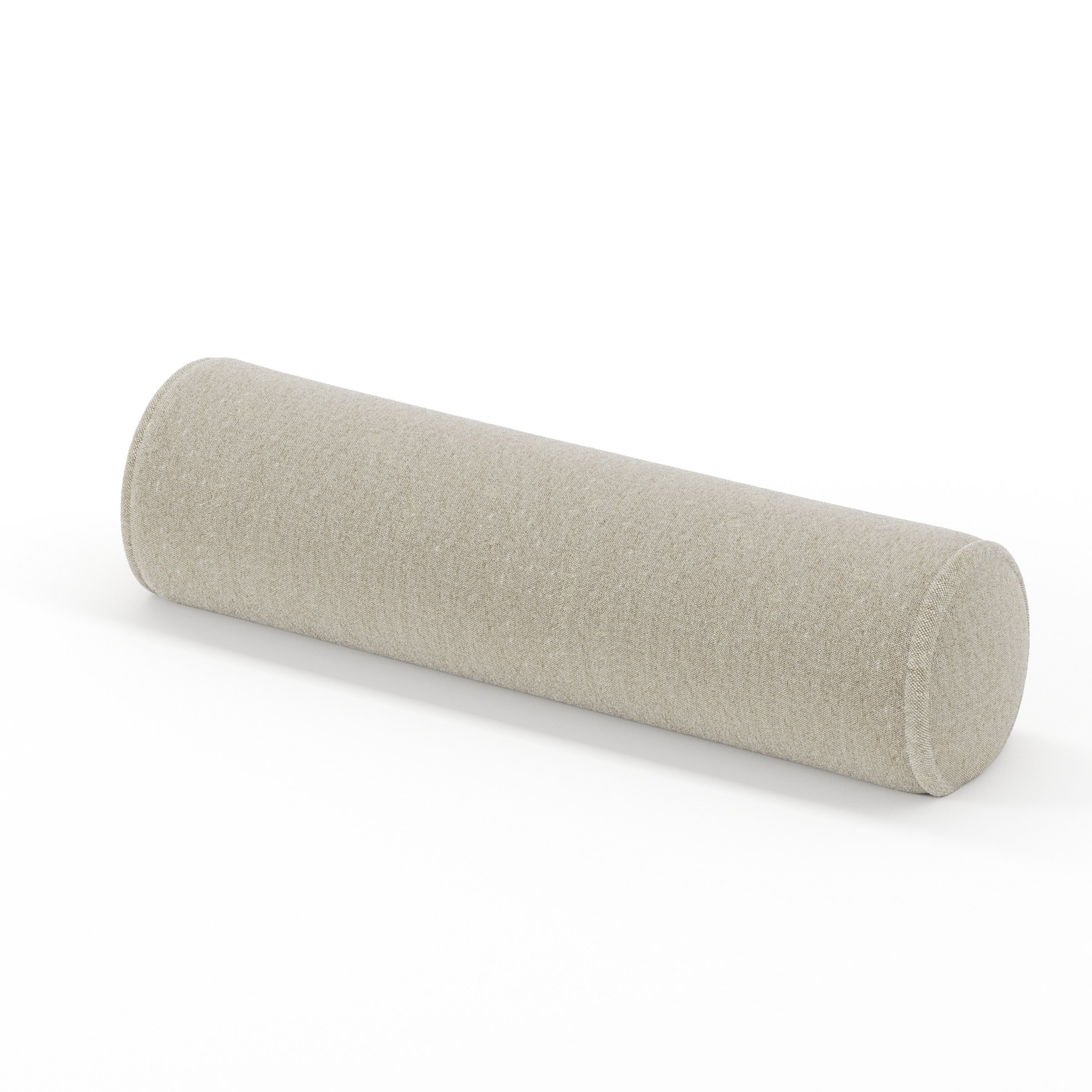 Ledger cushion in Alderney Linen Oatmeal, cylindrical bolster cushion in natural oatmeal linen, size 14cm x 56cm