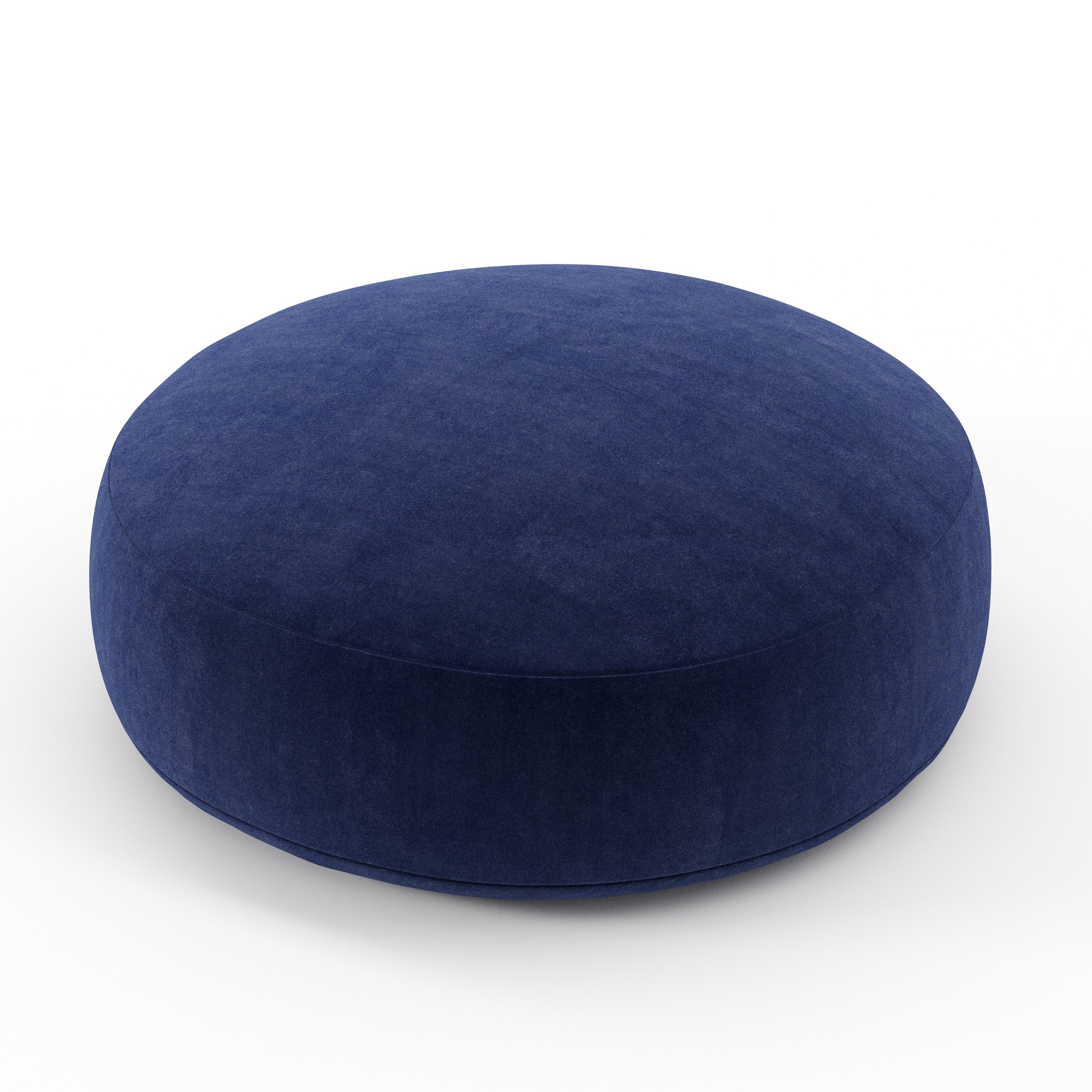 Halo cushion in Noss Velvet Navy, round simple cushion in rich navy velvet with smooth curved silhouette, size 40cm x 8.75cm