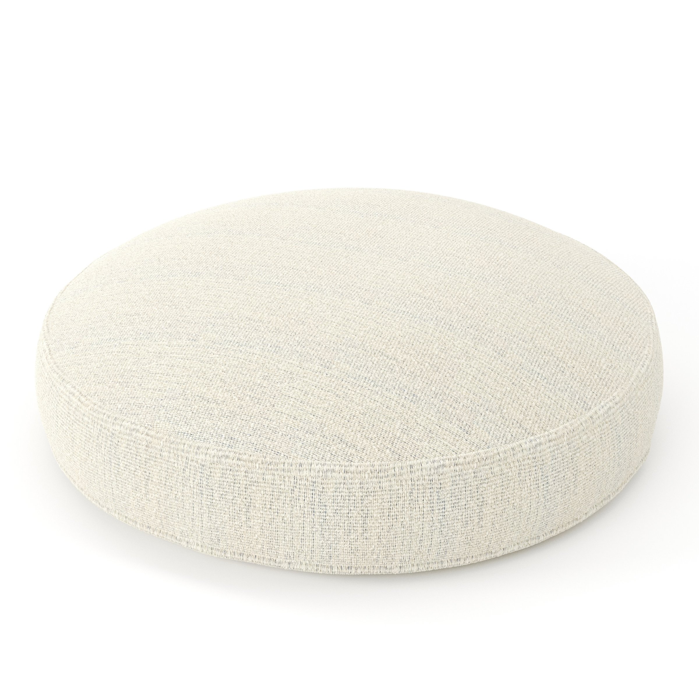 Orbit cushion in Orsay Boucle Cream and Marine, round simple cushion with border and piping in textured boucle with cream and deep blue tones, size 60cm x 8.75cm