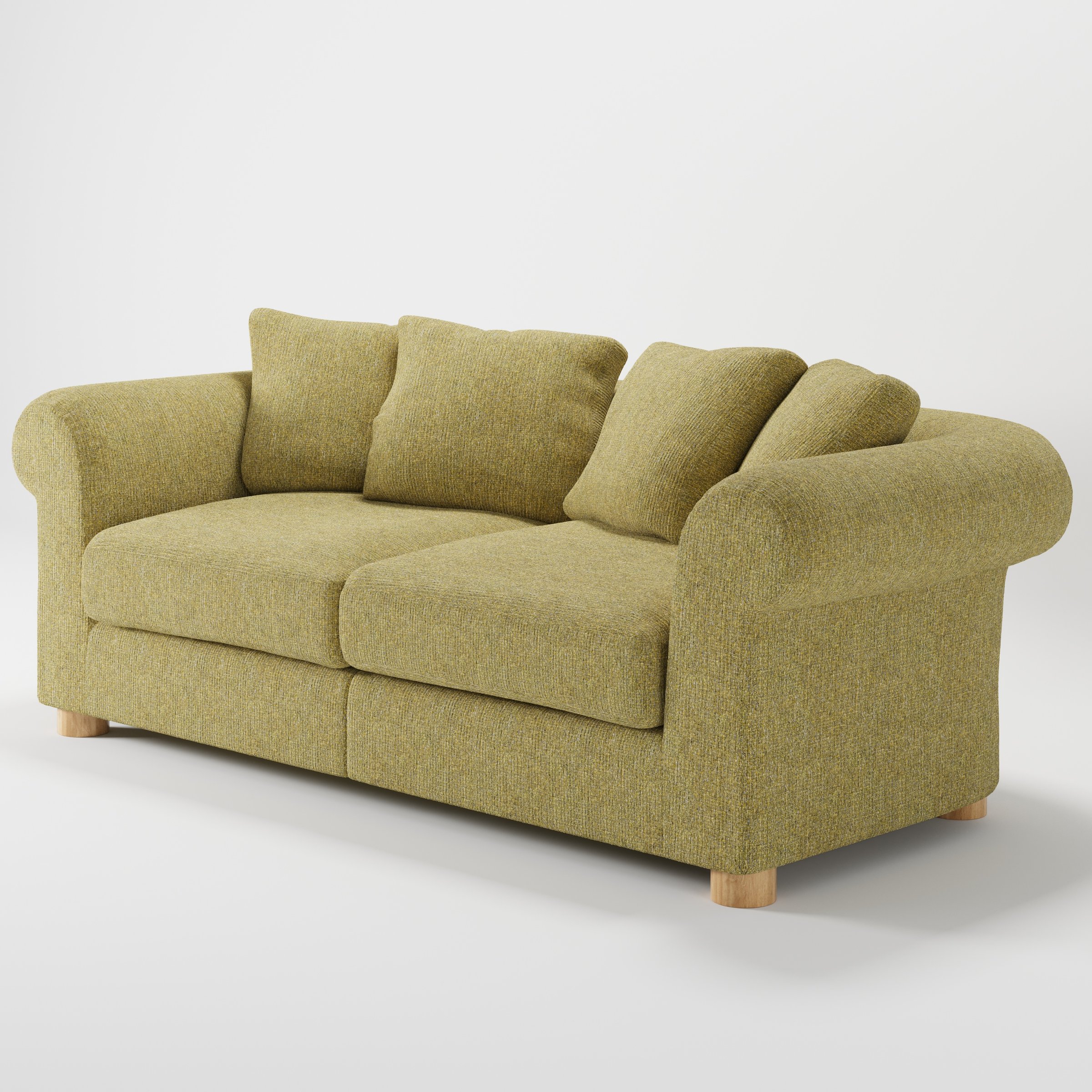 Windermere sofa in Heyling Tweed Sencha shown at a diagonal angle highlighting arm profile and seat depth.