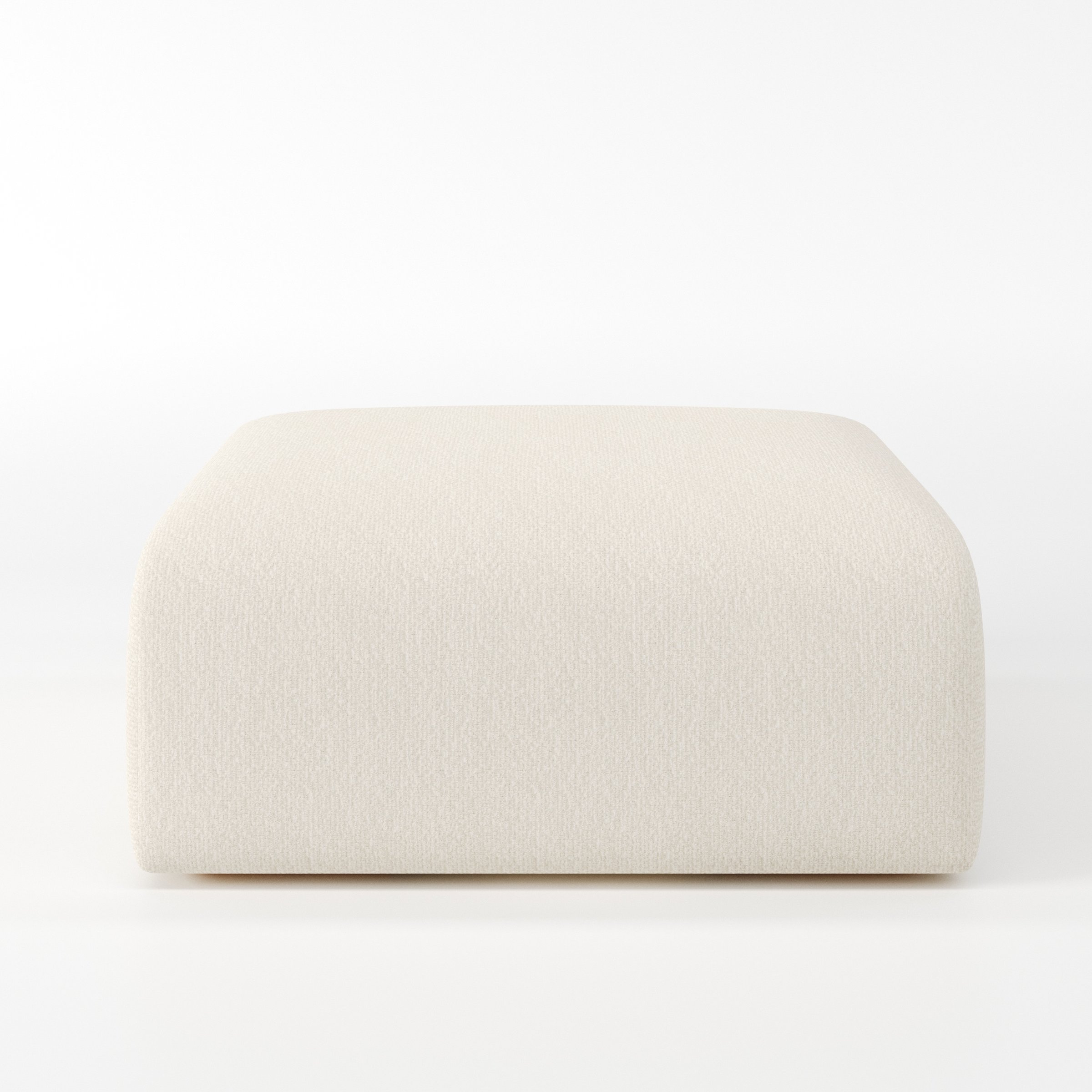 Drumquin footstool in Kilda Boucle Cream shown front-on against a neutral studio backdrop.