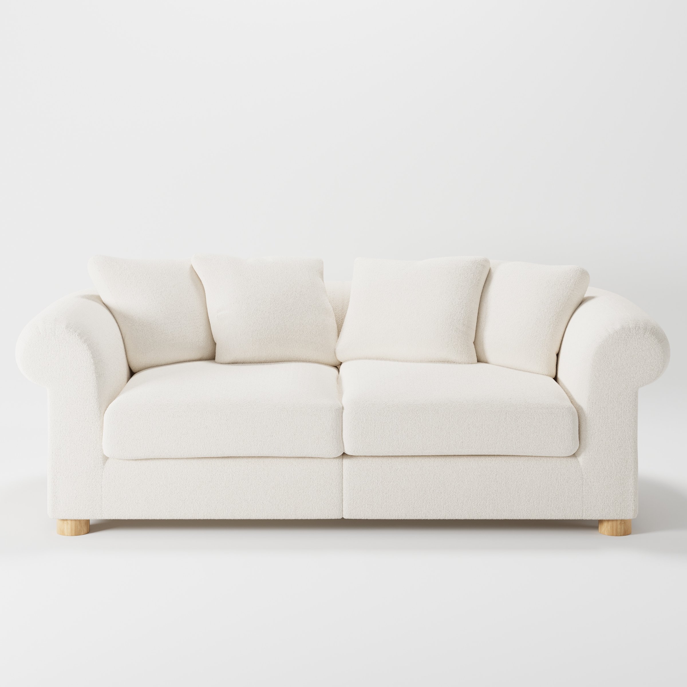 Windermere sofa in Kilda Boucle Cream shown front-on against a neutral studio backdrop.