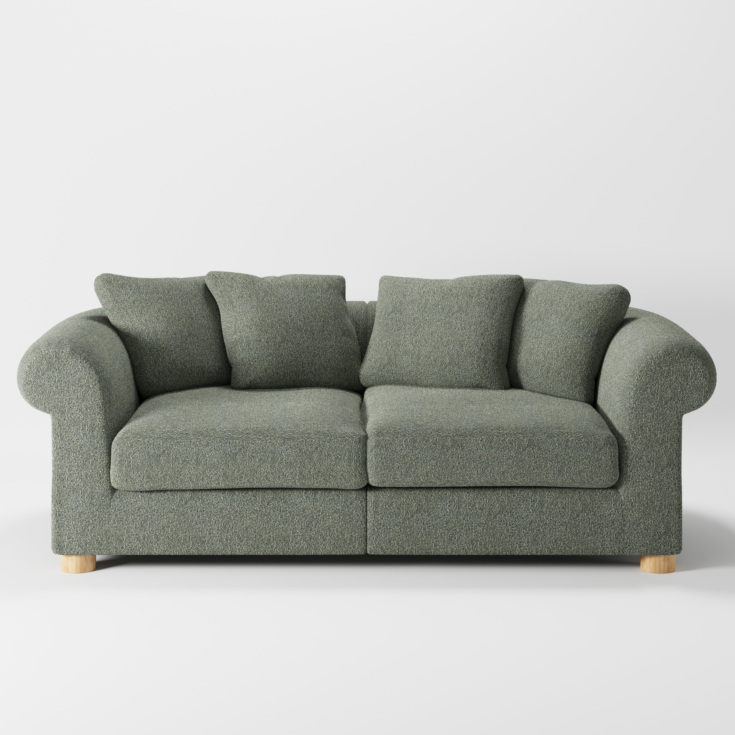 Windermere sofa in Kilda Boucle Moss shown front-on against a neutral studio backdrop.