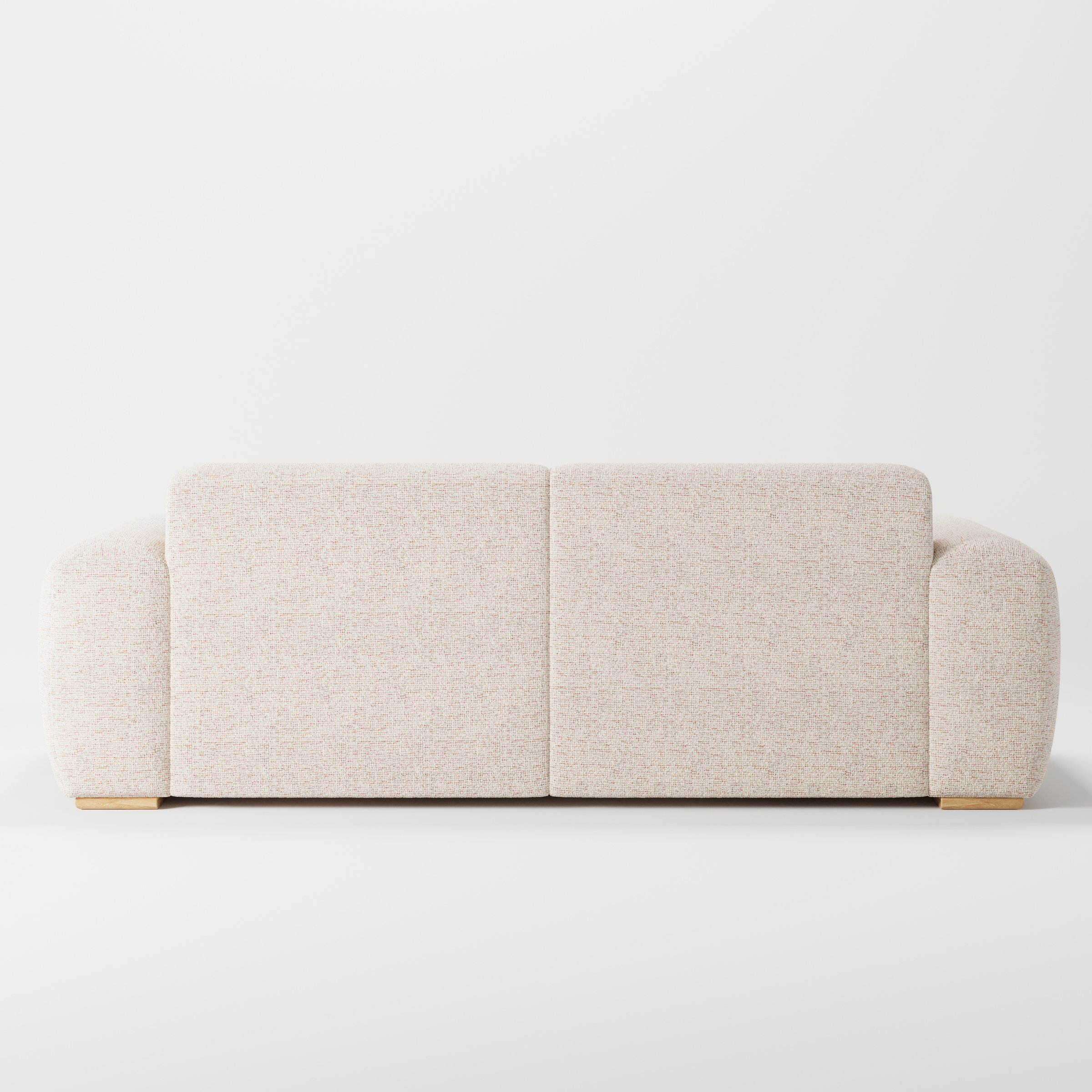Darwell sofa in Orsay Boucle Cream and Copper shown from the rear highlighting back cushions and upholstery finish.