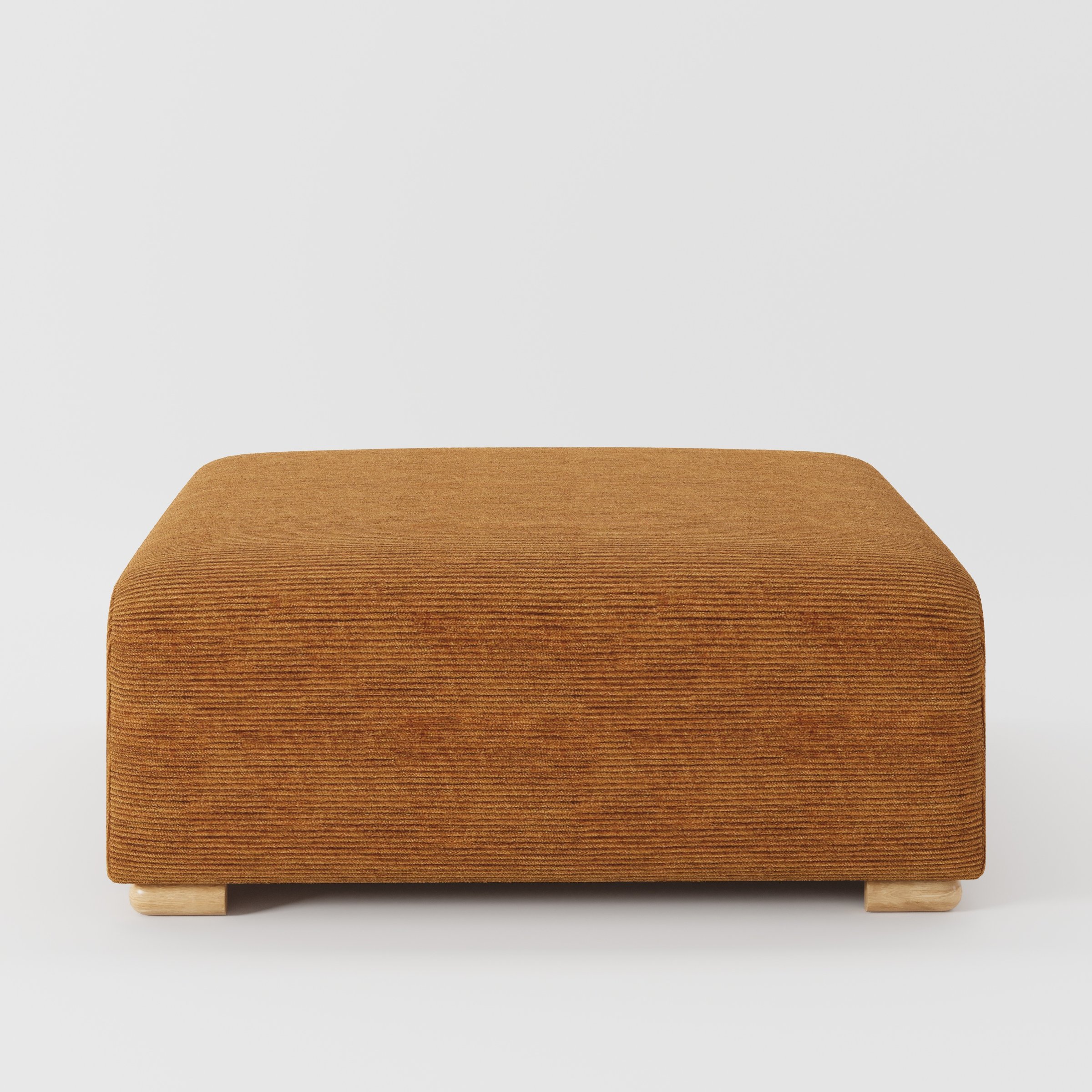 Tay footstool in Caldey Velvet Corduroy Tobacco shown front-on against a neutral studio backdrop.