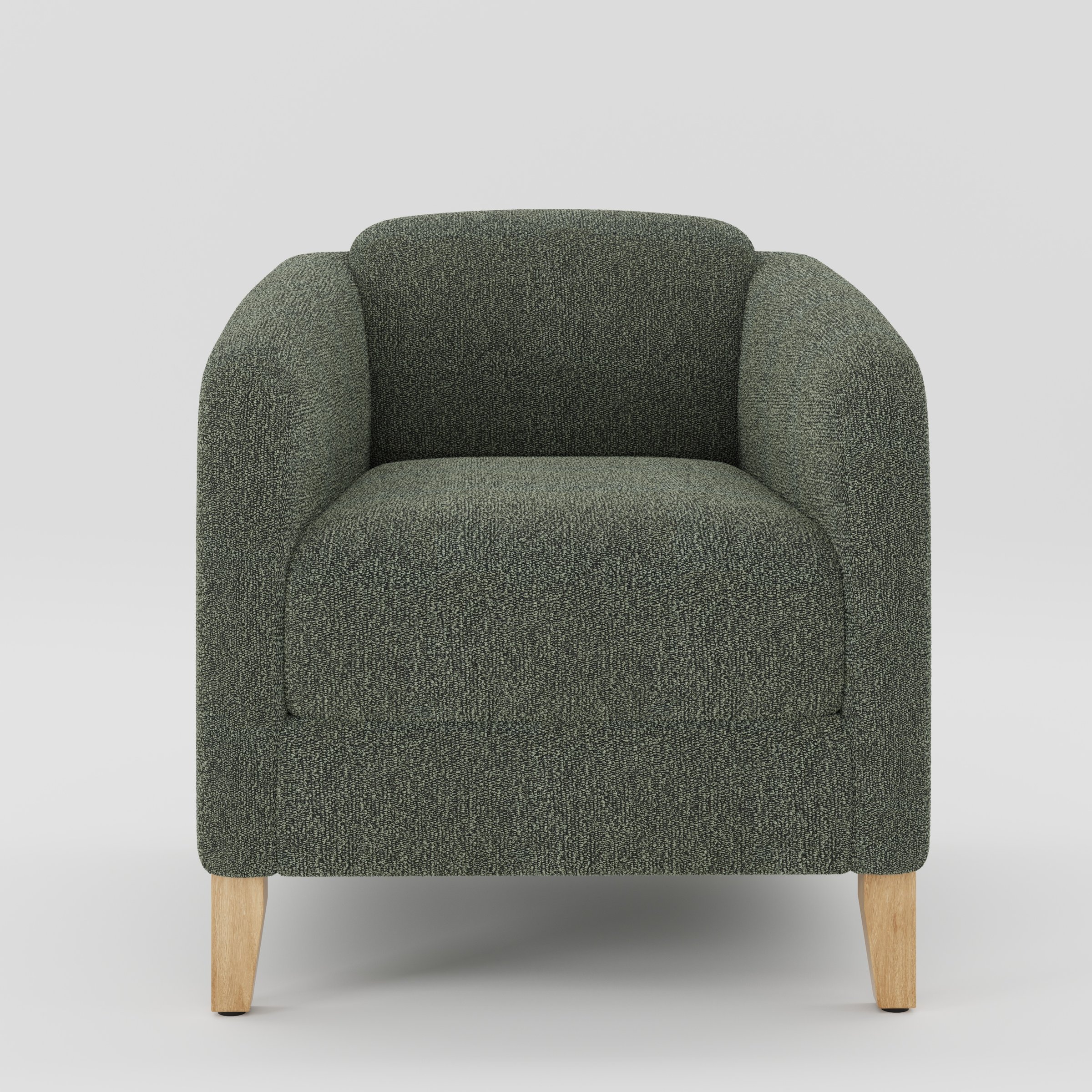 Erne armchair in Kilda Boucle Moss shown front-on against a neutral studio backdrop.