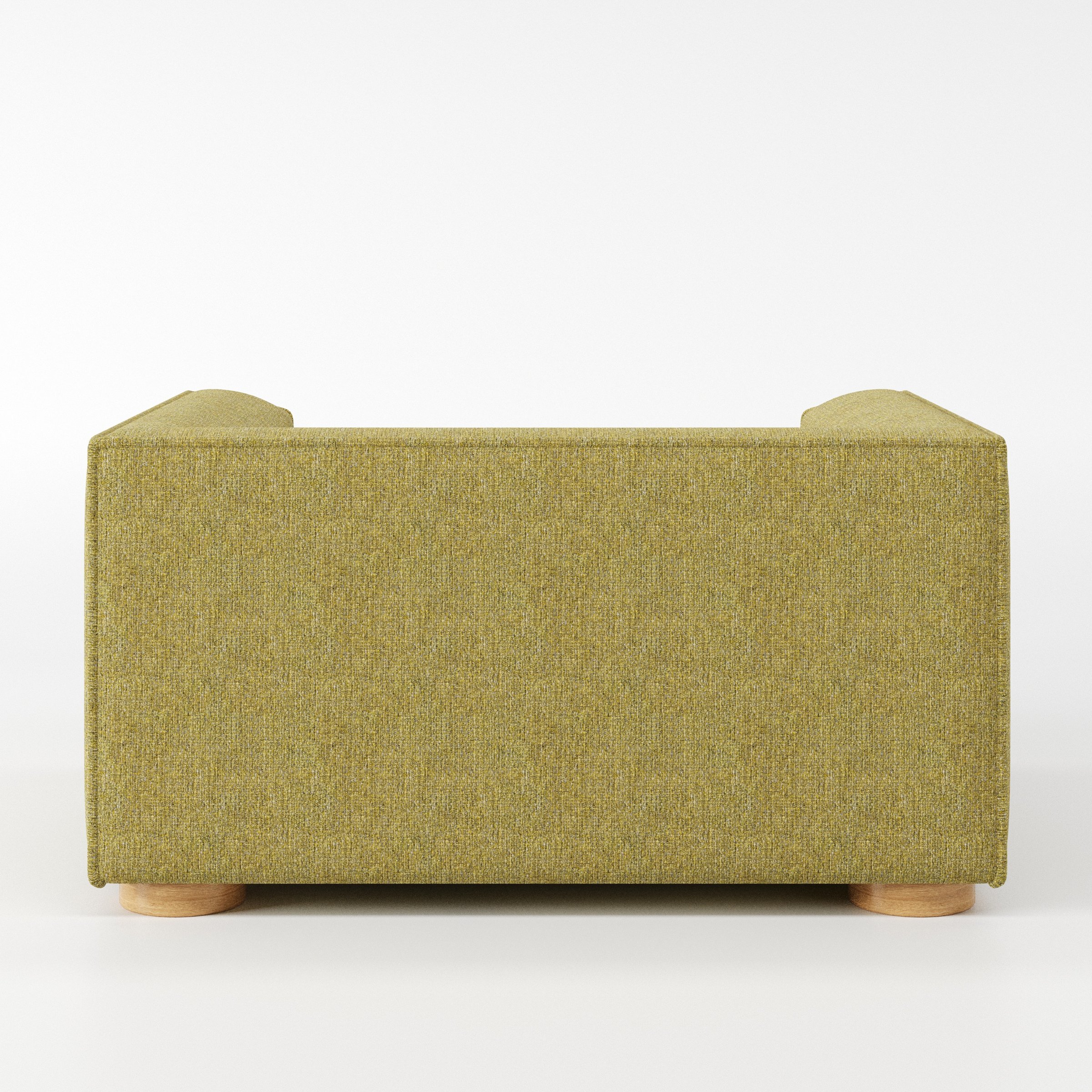Feale armchair in Heyling Tweed Sencha shown from the rear highlighting backrest shape and upholstery finish.