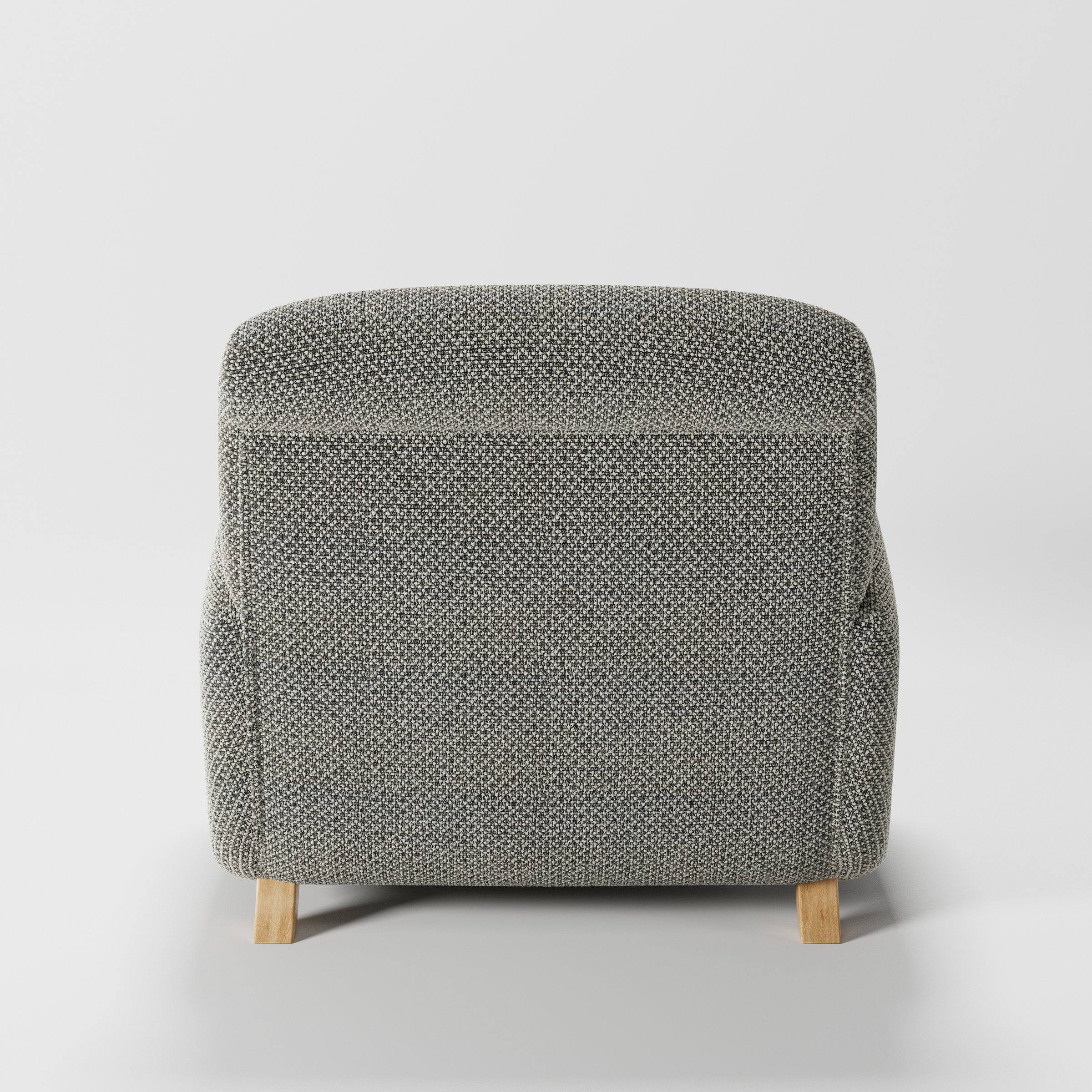Rye armchair in Rousay Wool Blend Tar and Chalk shown from the rear highlighting backrest shape and upholstery finish.